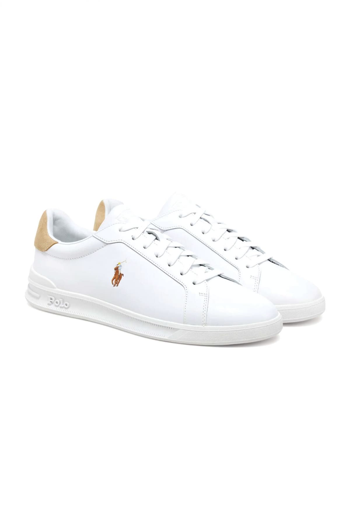 RALPH LAUREN ΠΑΠΟΥΤΣΙΑ SNEAKERS HRT CT II-SK-LTL MΠΕΖ ΛΕΠΤΟΜΕΡΕΙΕΣ LOGO ΛΕΥΚΟ