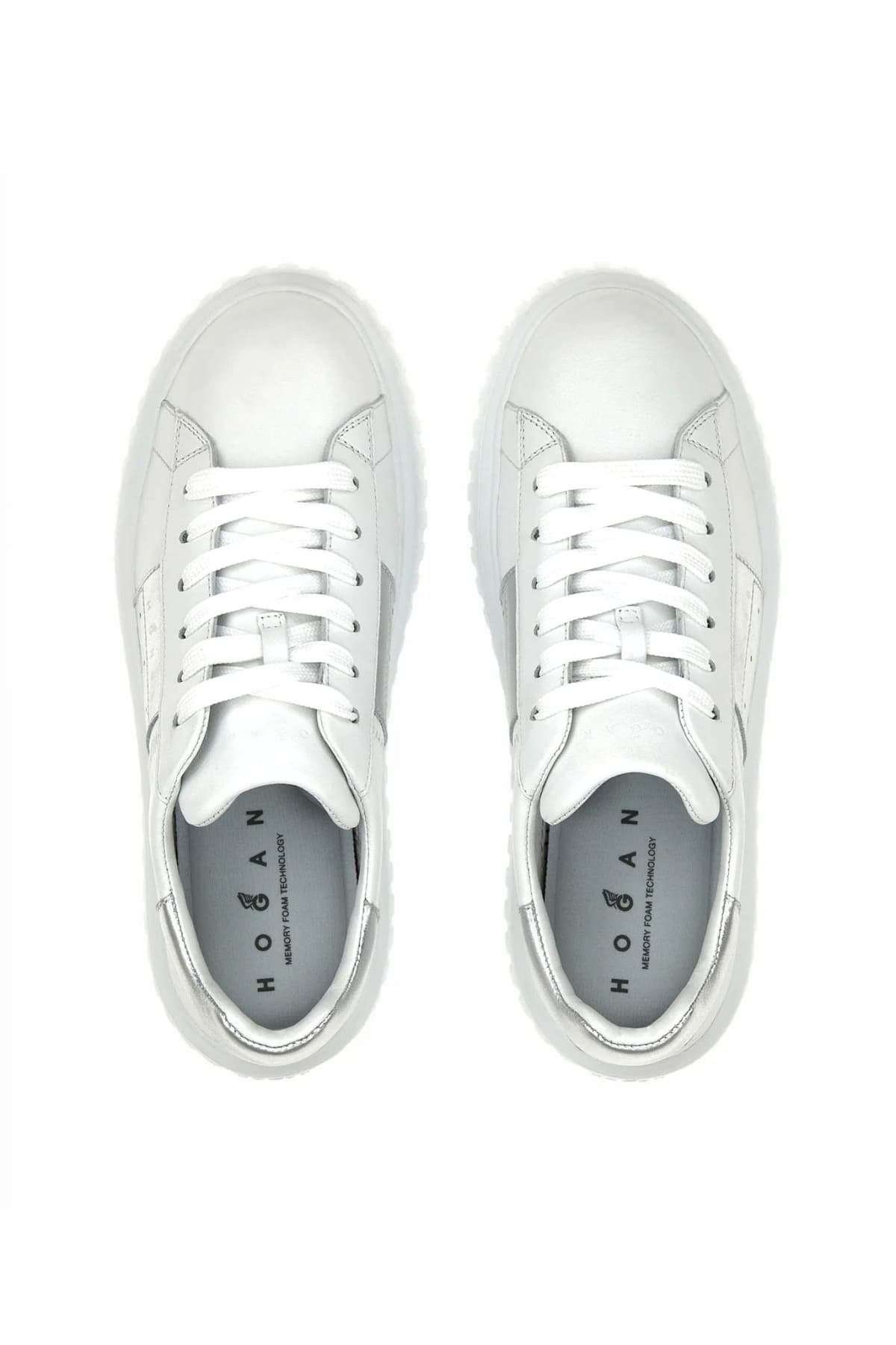 HOGAN ΠΑΠΟΥΤΣΙΑ SNEAKERS H-STRIPES ALLAC FASCIA ΔΕΡΜΑ LOGO ΛΕΥΚΟ-ΑΣΗΜΙ