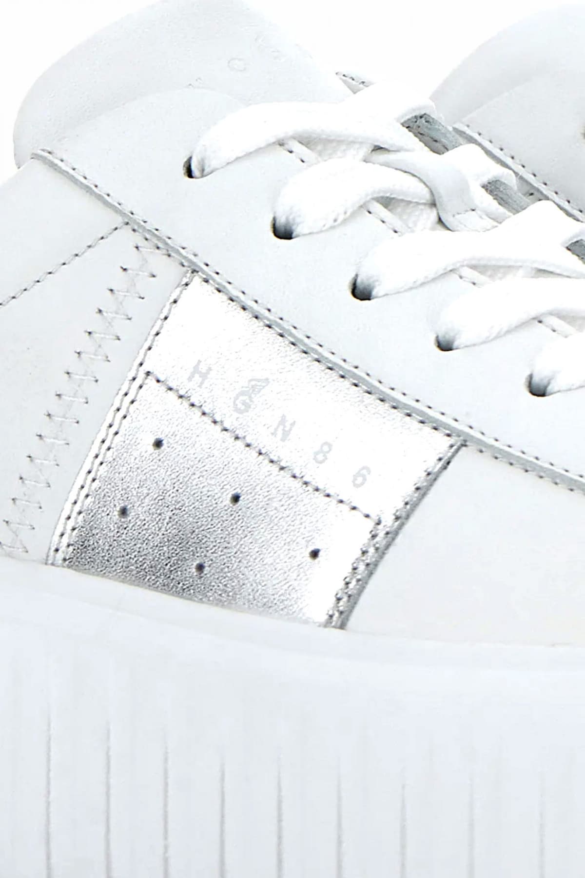 HOGAN ΠΑΠΟΥΤΣΙΑ SNEAKERS H-STRIPES ALLAC FASCIA ΔΕΡΜΑ LOGO ΛΕΥΚΟ-ΑΣΗΜΙ