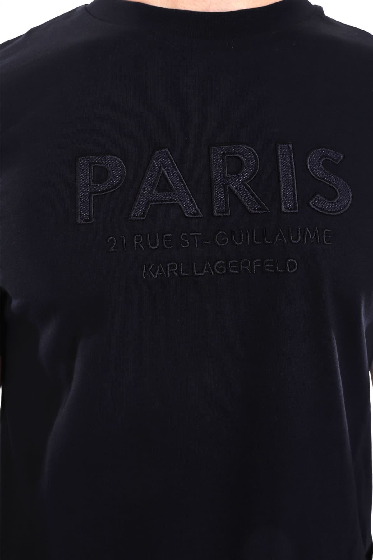 KARL LAGERFELD T-SHIRT CREW NECK LOGO PARIS ΜΠΛΕ