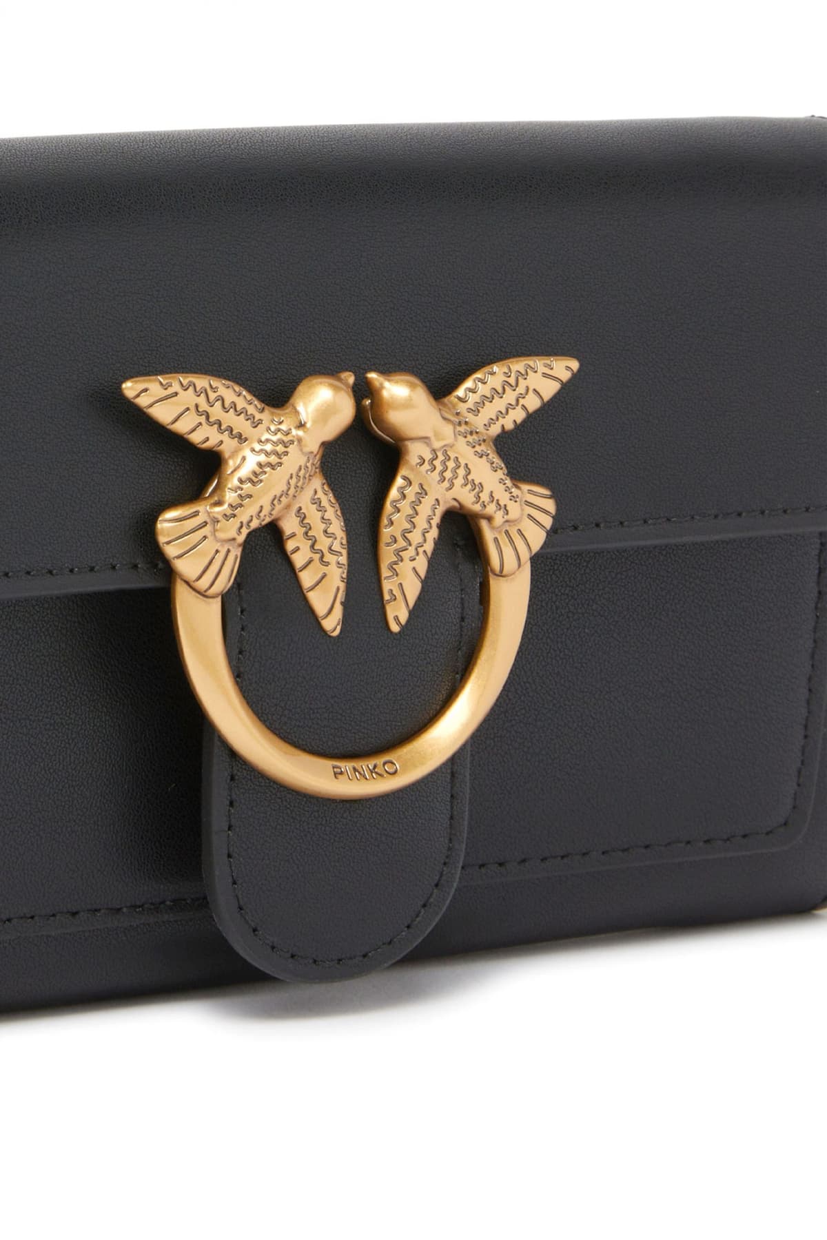 PINKO LOVE ICON WALLET C ΜΑΥΡΟ-ANTIQUE GOLD