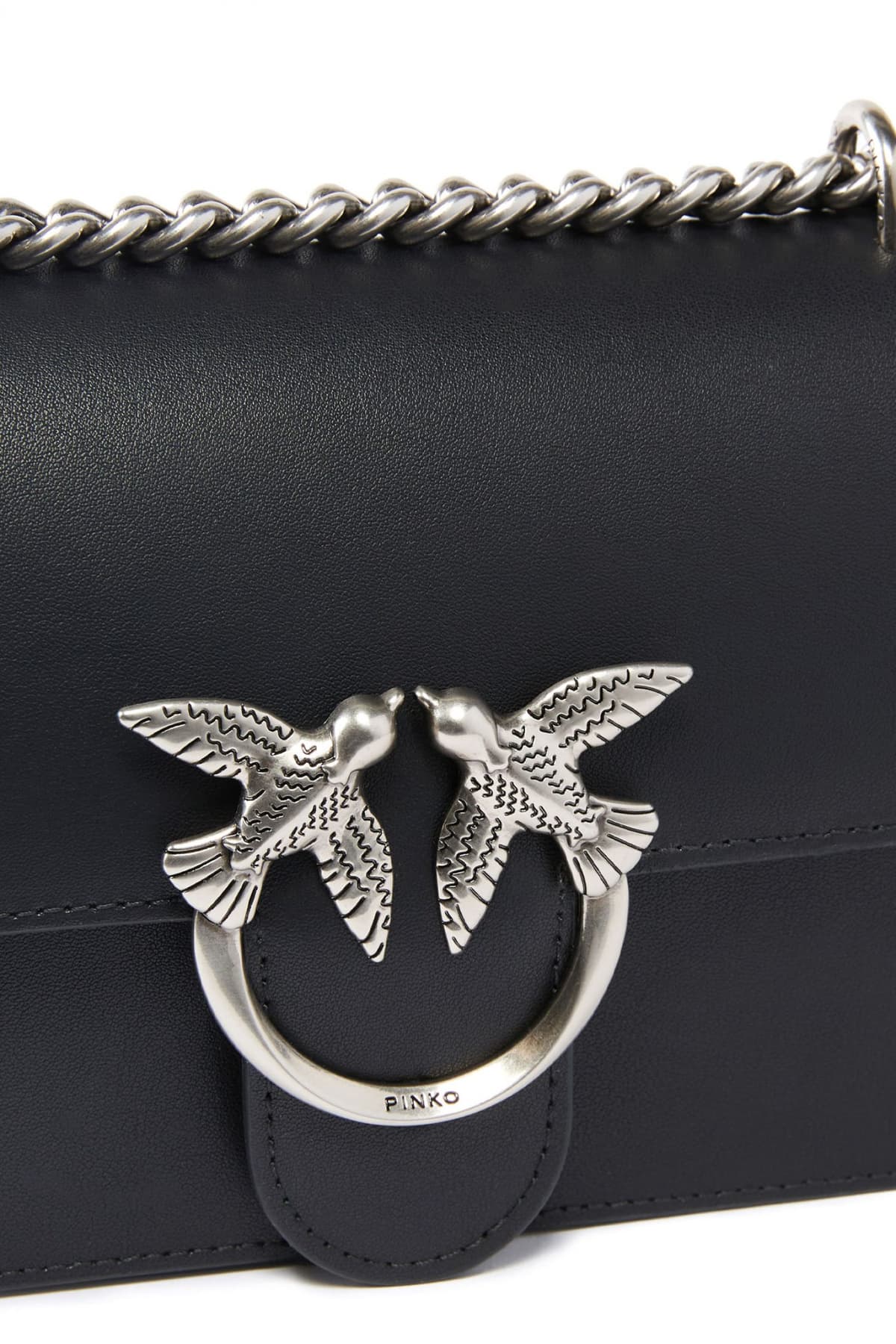 PINKO ΤΣΑΝΤΑ LOVE ONE MINI DC VITELLO SETA ΜΑΥΡΟ