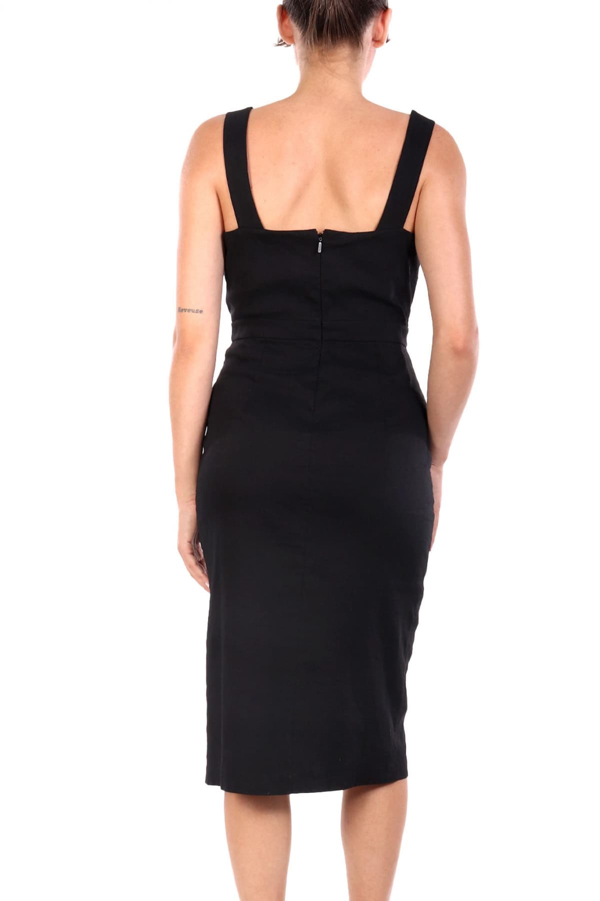 PINKO ΦΟΡΕΜΑ ALLEGRO ABITO TELA DI LINO/VISCOSA ΚΟΥΜΠΙΑ ΜΑΥΡΟ