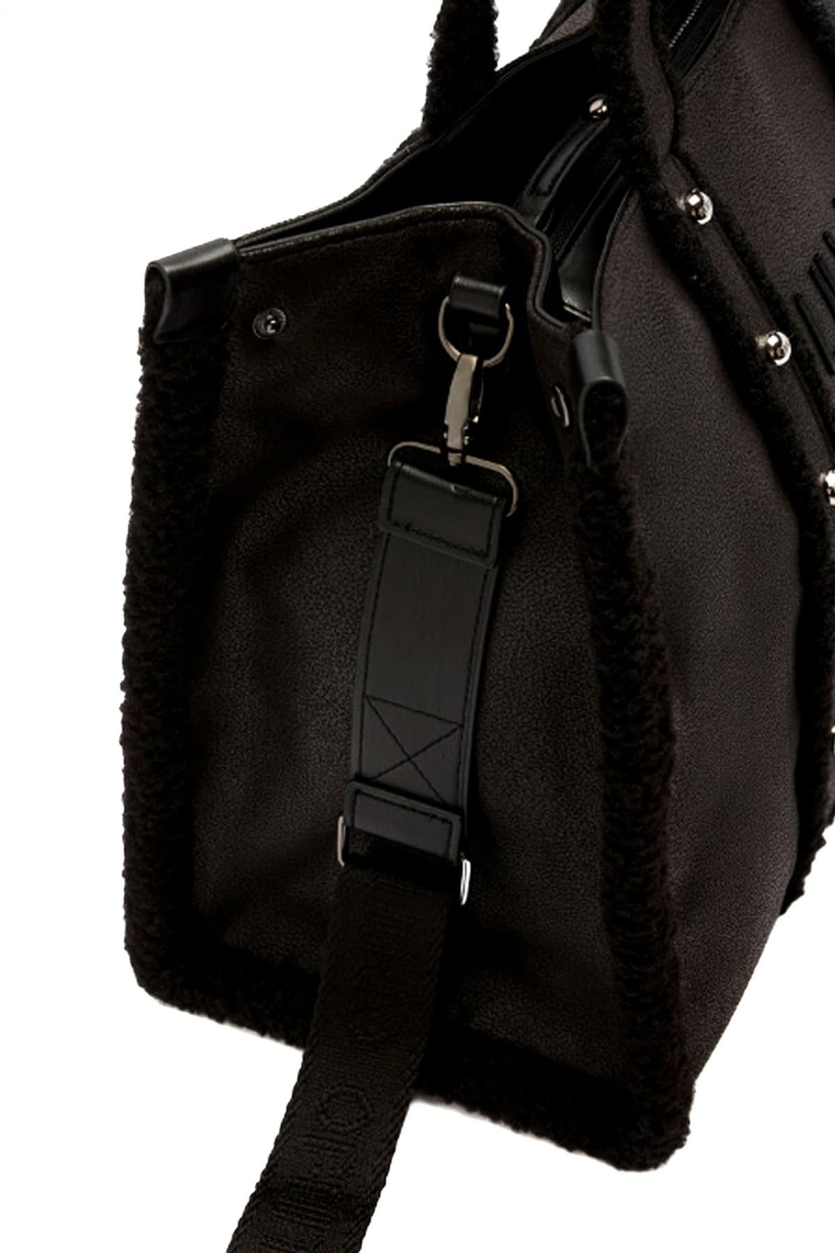 LIU-JO ΤΣΑΝΤΑ TOTE LOGO ΜΑΥΡΟ