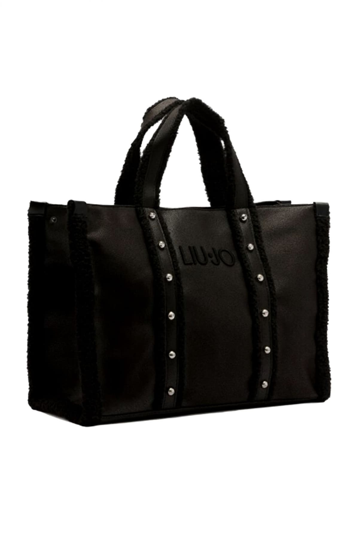 LIU-JO ΤΣΑΝΤΑ TOTE LOGO ΜΑΥΡΟ