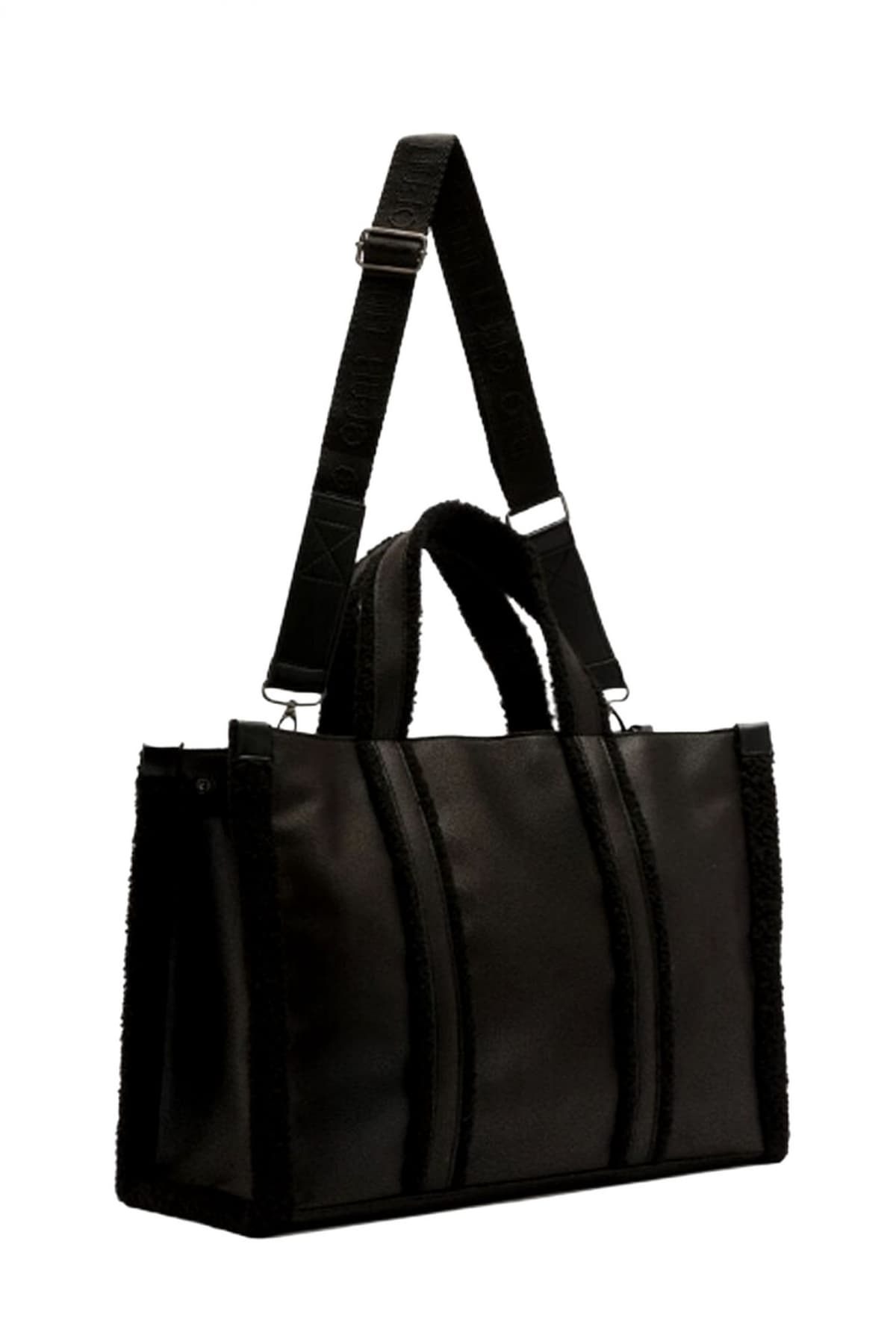 LIU-JO ΤΣΑΝΤΑ TOTE LOGO ΜΑΥΡΟ