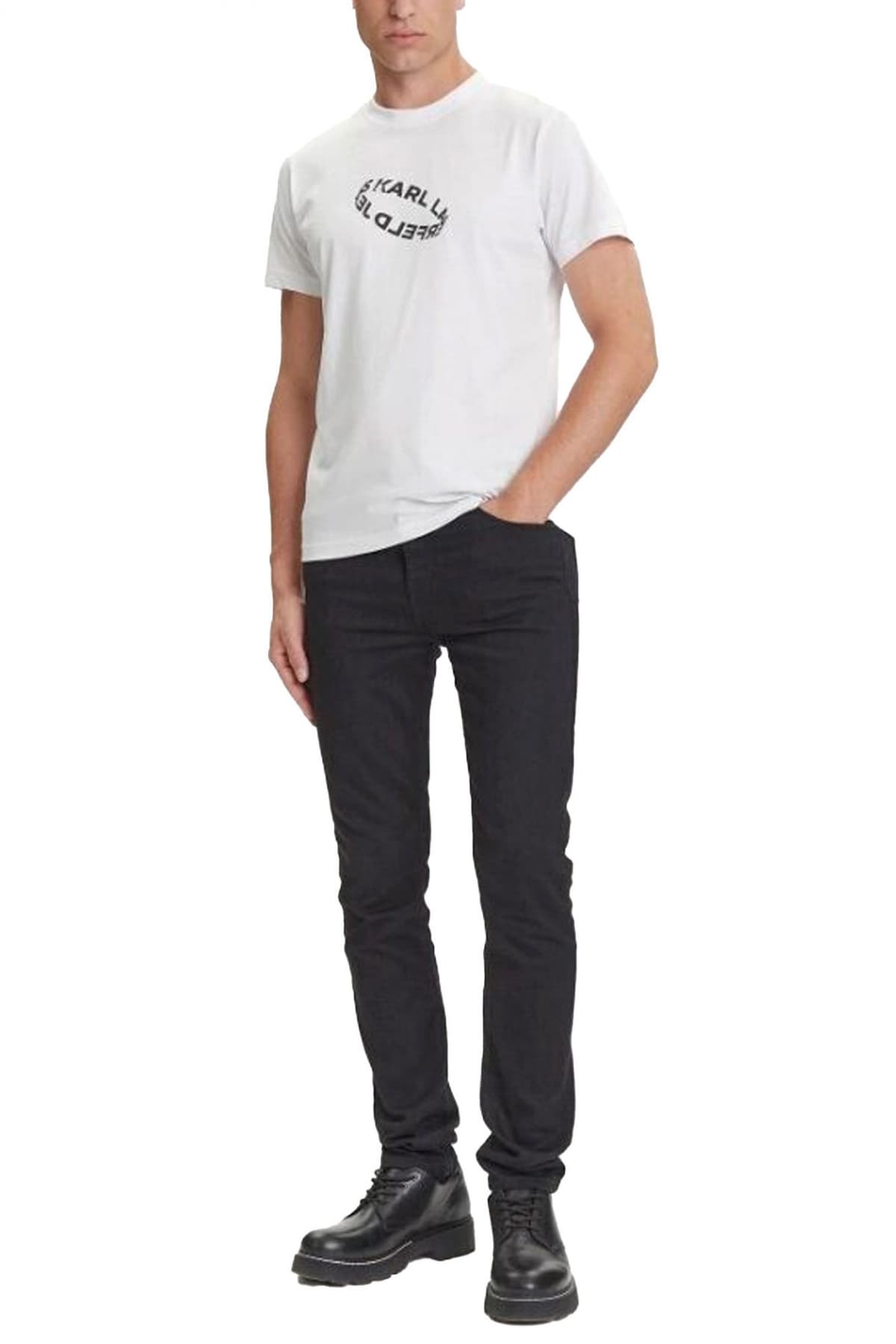 KARL LAGERFELD JEANS T-SHIRT SLIM RING TEE ΛΕΥΚΟ