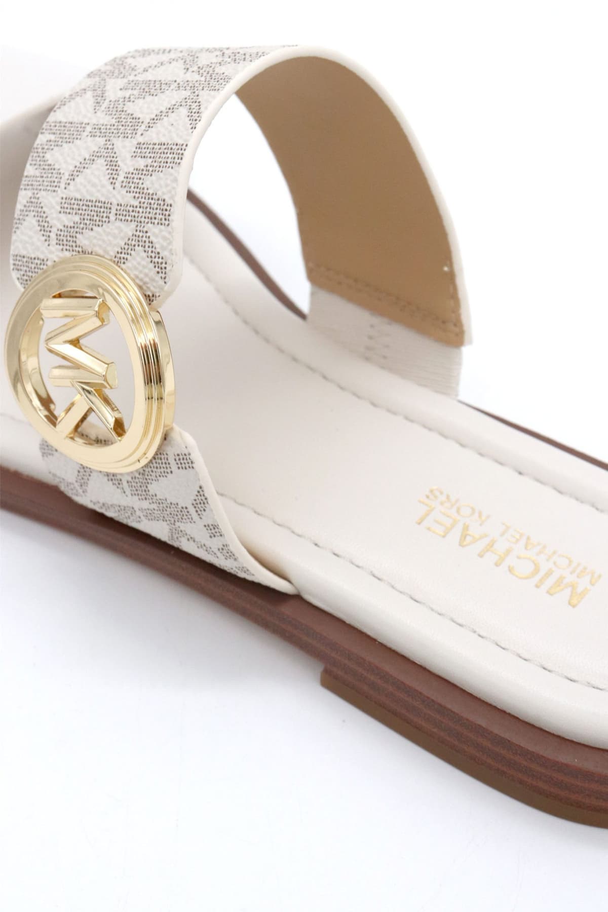 MICHAEL KORS ΠΑΠΟΥΤΣΙΑ ΠΑΝΤΟΦΛΕΣ VERA SANDAL ΜΕΤΑΛΛΙΚΟ LOGO MΠΕΖ/ΚΑΦΕ