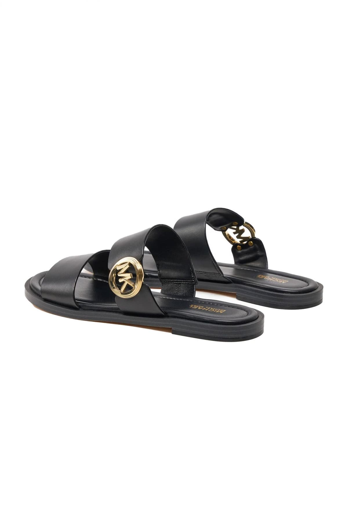 MICHAEL KORS ΠΑΠΟΥΤΣΙΑ ΠΑΝΤΟΦΛΕΣ VERA SANDAL ΜΕΤΑΛΛΙΚΟ LOGO ΜΑΥΡΟ
