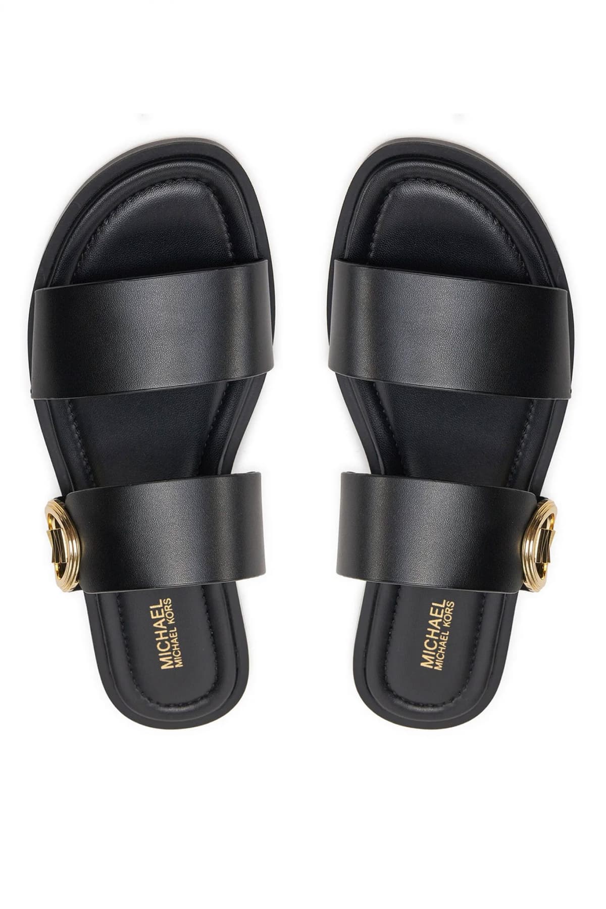 MICHAEL KORS ΠΑΠΟΥΤΣΙΑ ΠΑΝΤΟΦΛΕΣ VERA SANDAL ΜΕΤΑΛΛΙΚΟ LOGO ΜΑΥΡΟ