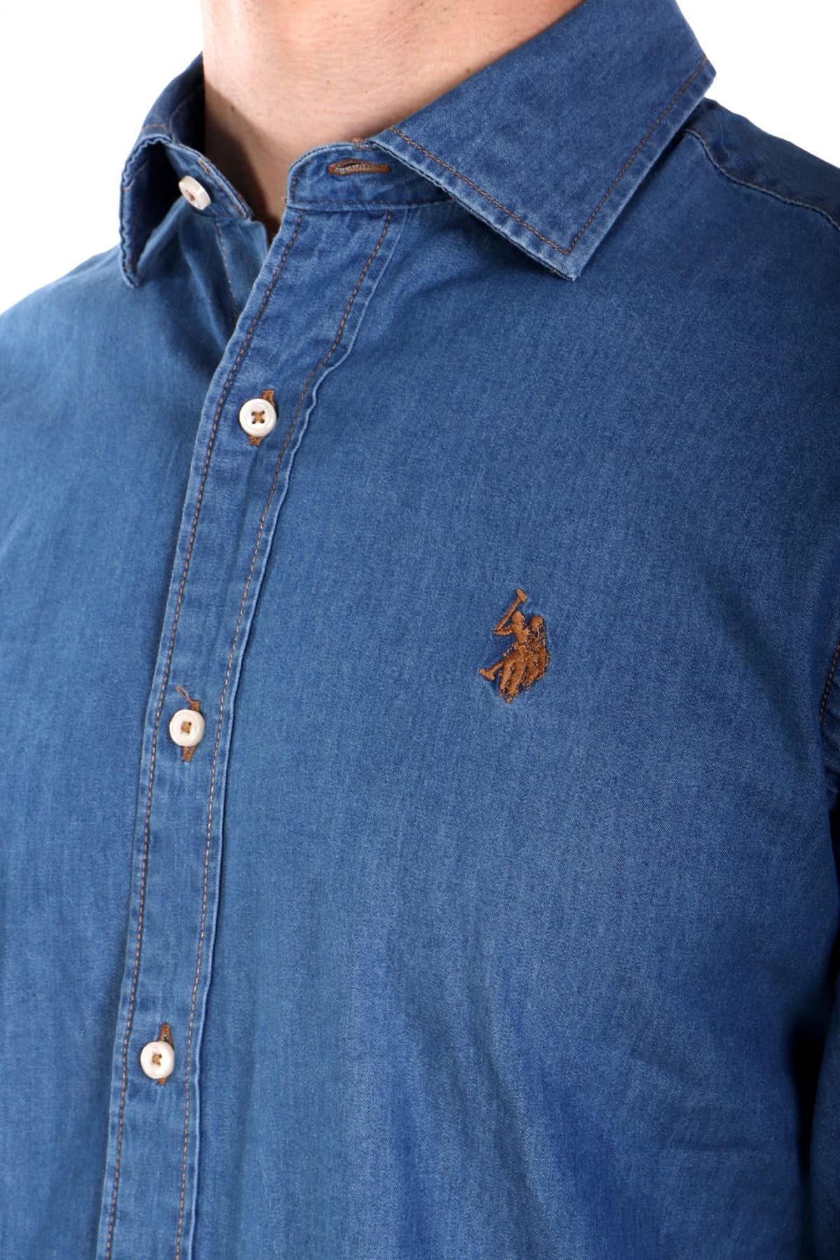 U.S. POLO ASSN ΠΟΥΚΑΜΙΣΟ JEANS ΜΠΛΕ