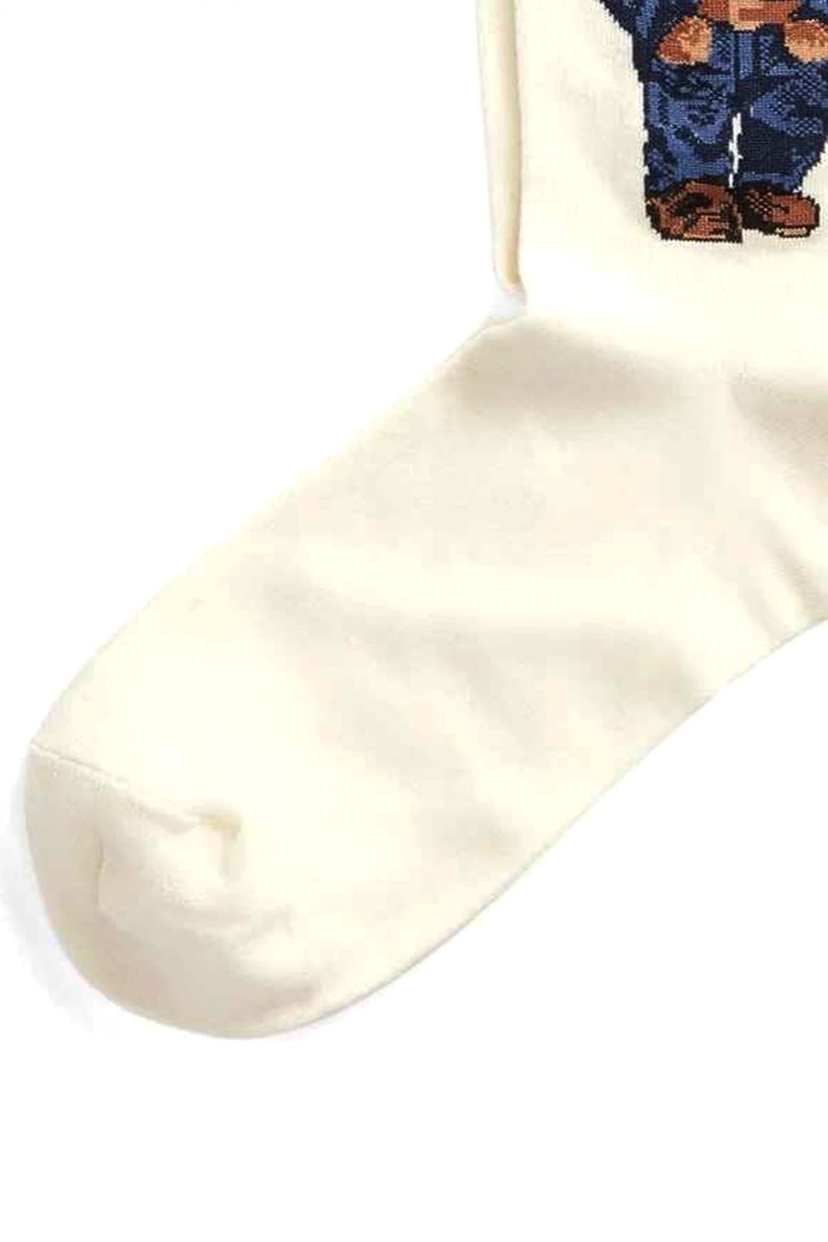 RALPH LAUREN ΚΑΛΤΣΕΣ AMERICANA BEAR LOGO ΕΚΡΟΥ