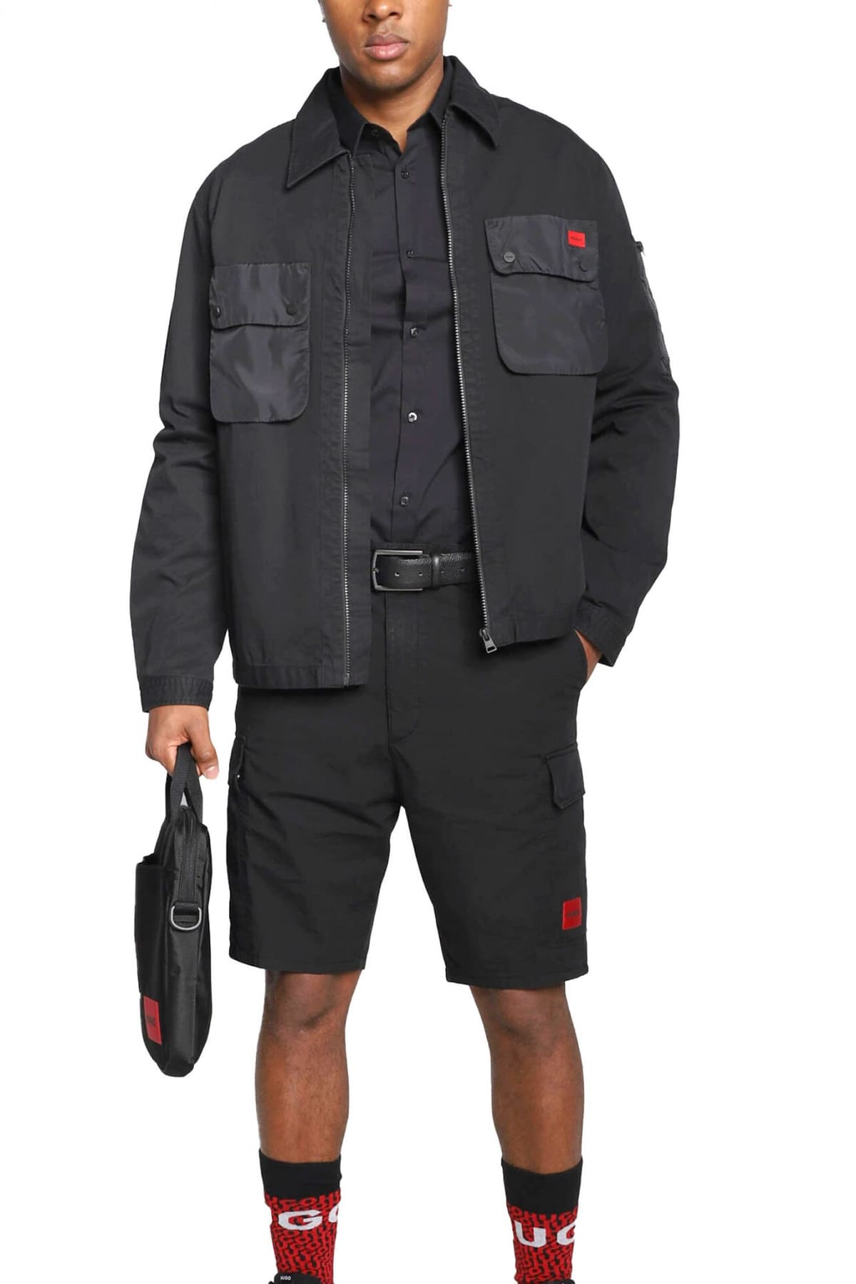 HUGO ΠΟΥΚΑΜΙΣΟ ERO3 EXTRA SLIM FIT STRETCH ΜΕΤΑΛΛΙΚΟ LOGO ΜΑΥΡΟ