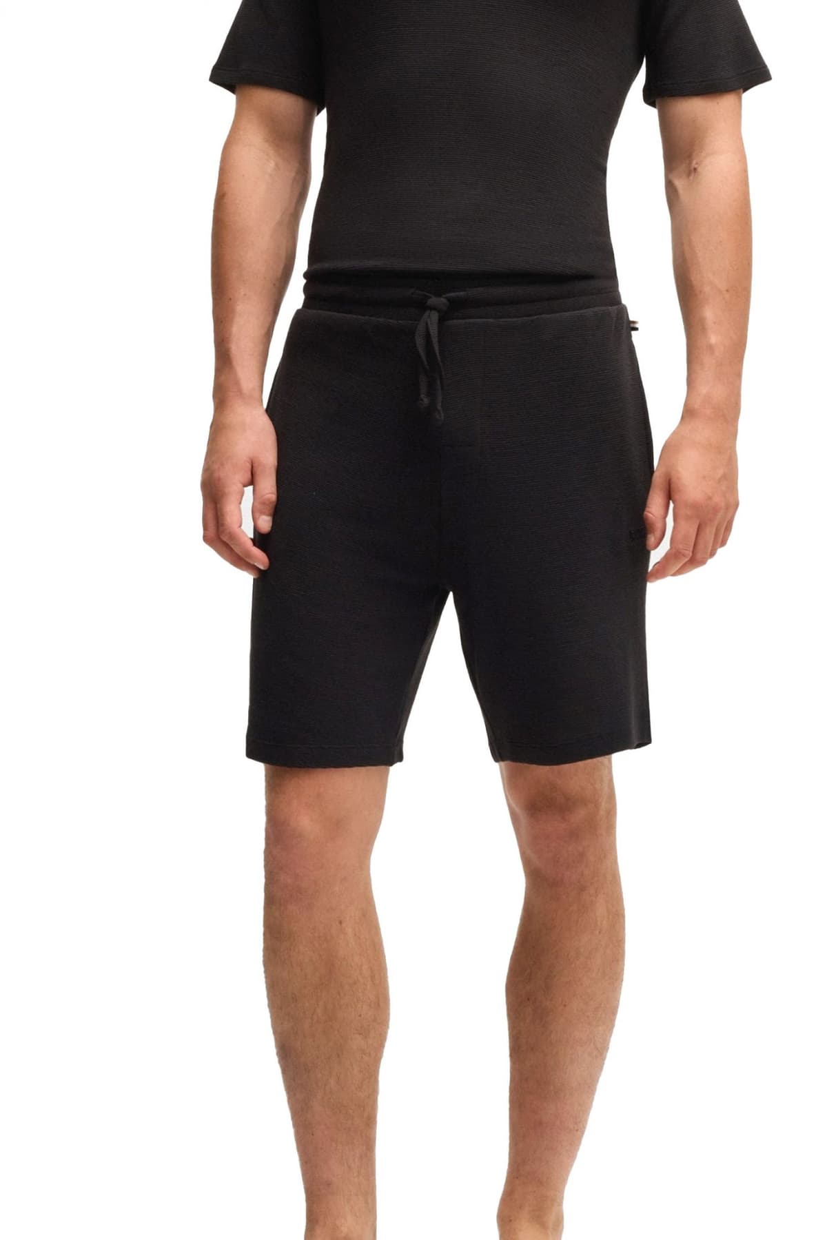 BOSS HOMEWEAR ΒΕΡΜΟΥΔΑ ΦΟΥΤΕΡ RIB SHORTS ΜΑΥΡΟ