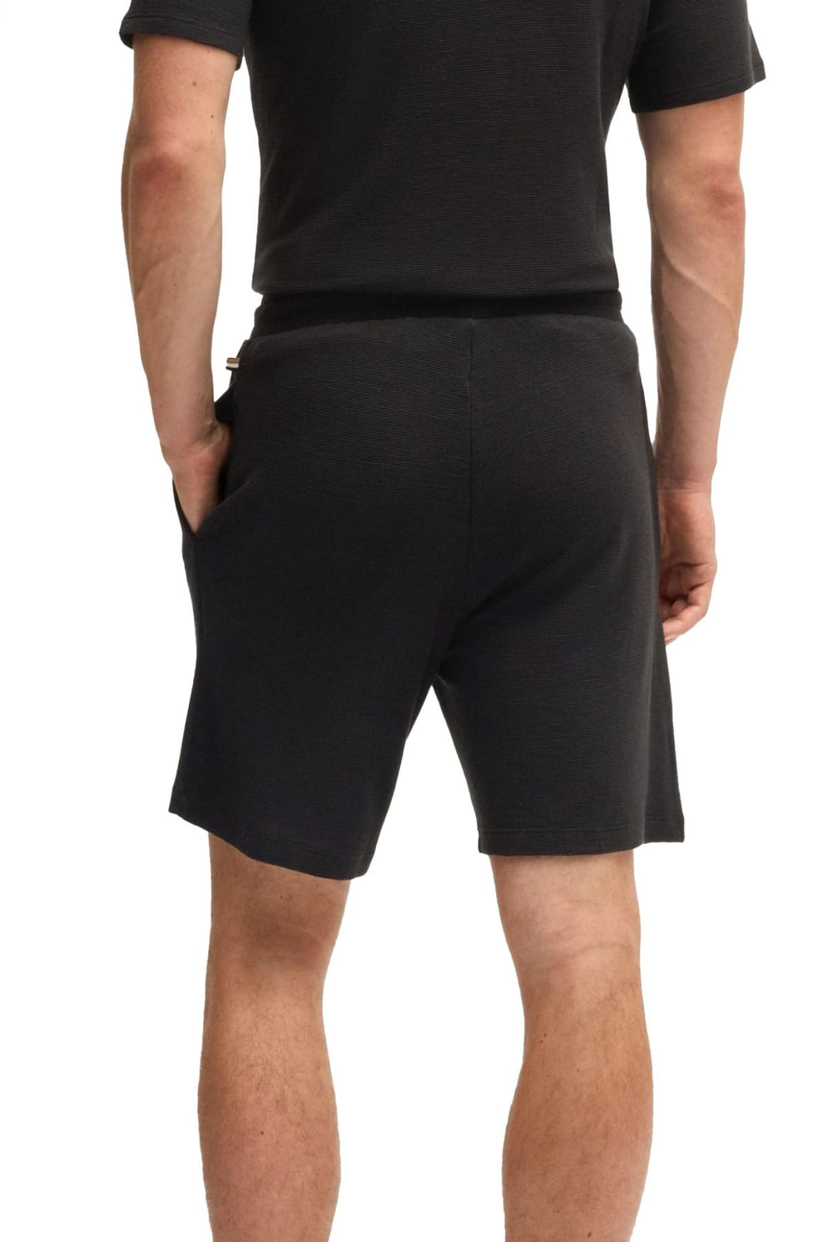 BOSS HOMEWEAR ΒΕΡΜΟΥΔΑ ΦΟΥΤΕΡ RIB SHORTS ΜΑΥΡΟ