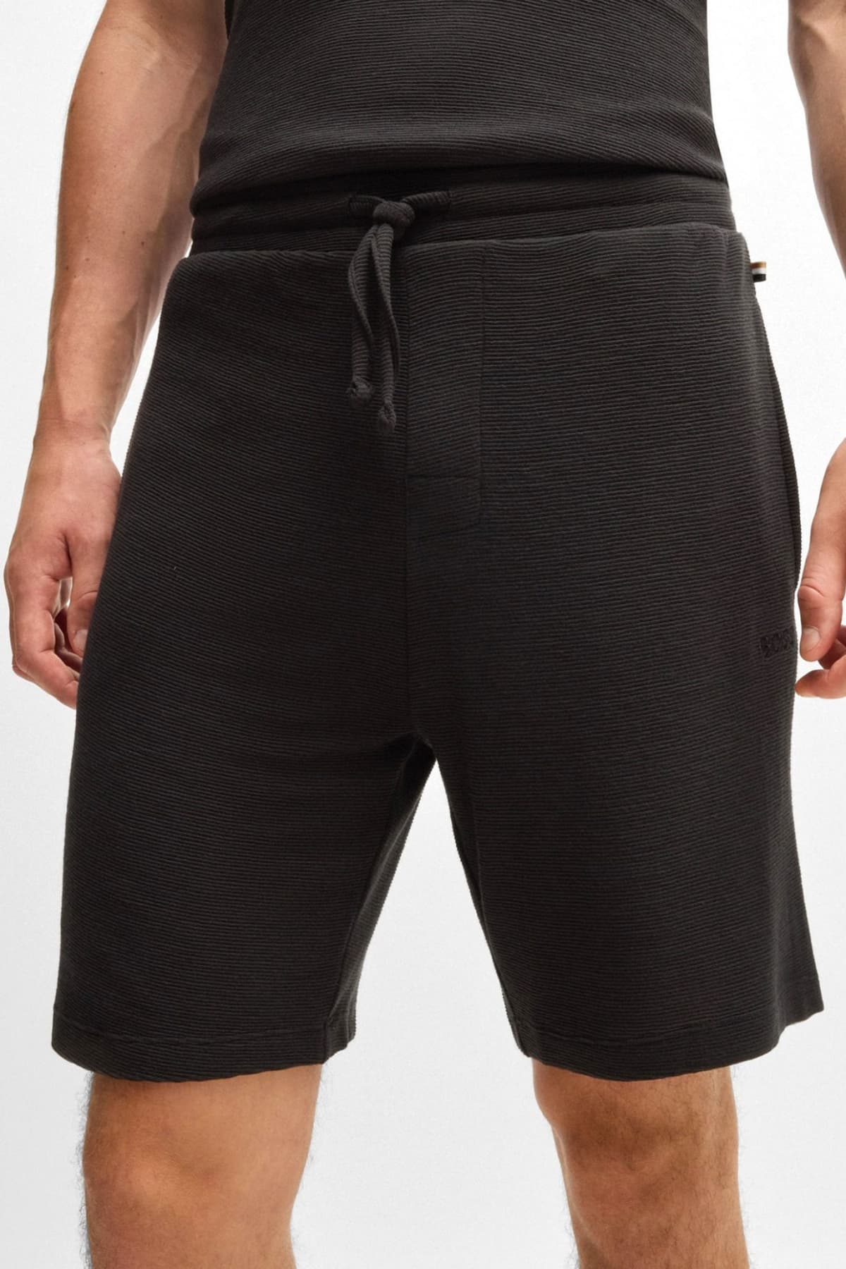 BOSS HOMEWEAR ΒΕΡΜΟΥΔΑ ΦΟΥΤΕΡ RIB SHORTS ΜΑΥΡΟ