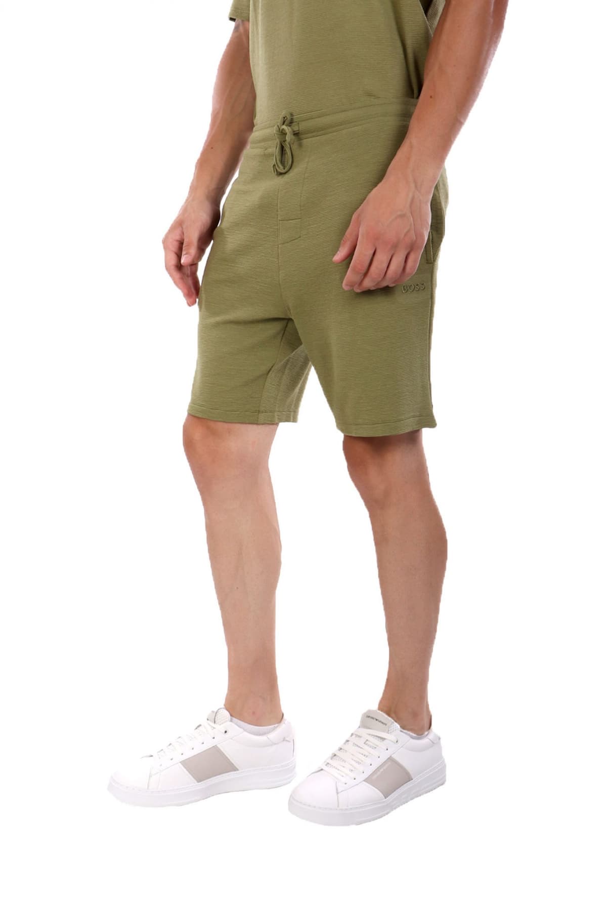 BOSS HOMEWEAR ΒΕΡΜΟΥΔΑ ΦΟΥΤΕΡ RIB SHORTS ΧΑΚΙ