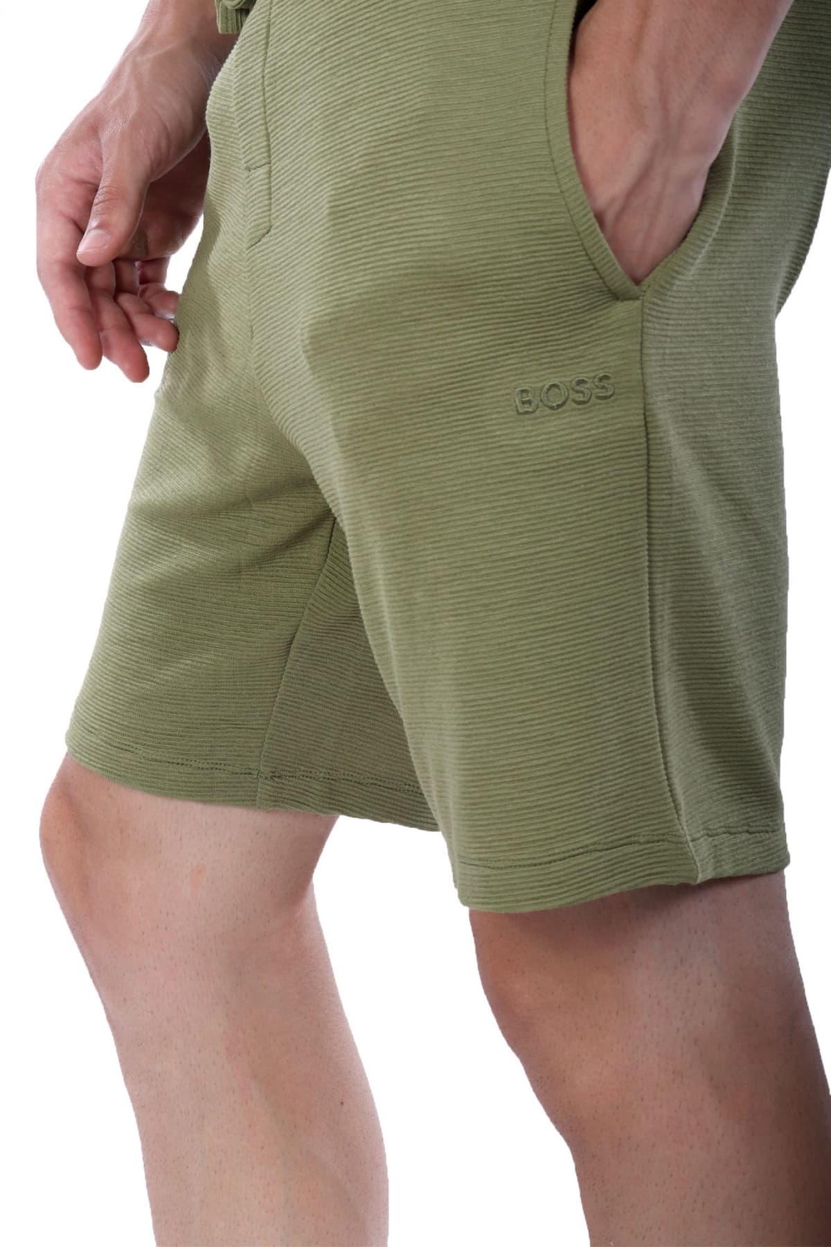 BOSS HOMEWEAR ΒΕΡΜΟΥΔΑ ΦΟΥΤΕΡ RIB SHORTS ΧΑΚΙ