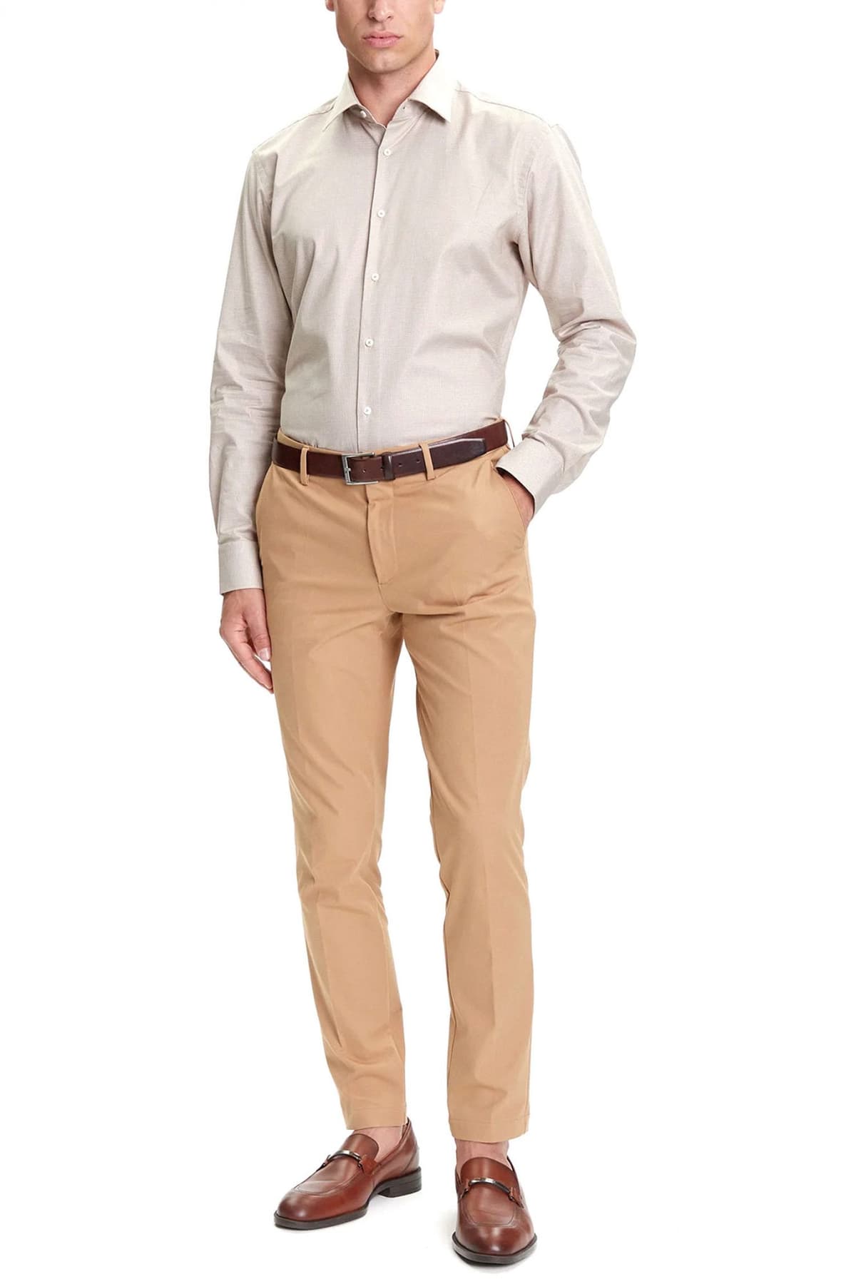 BOSS ΠΟΥΚΑΜΙΣΟ ΜΙΚΡΟΣΧΕΔΙΟ REGULAR FIT EASY IRON H-JOE-KENT-C1-214 ΜΠΕΖ