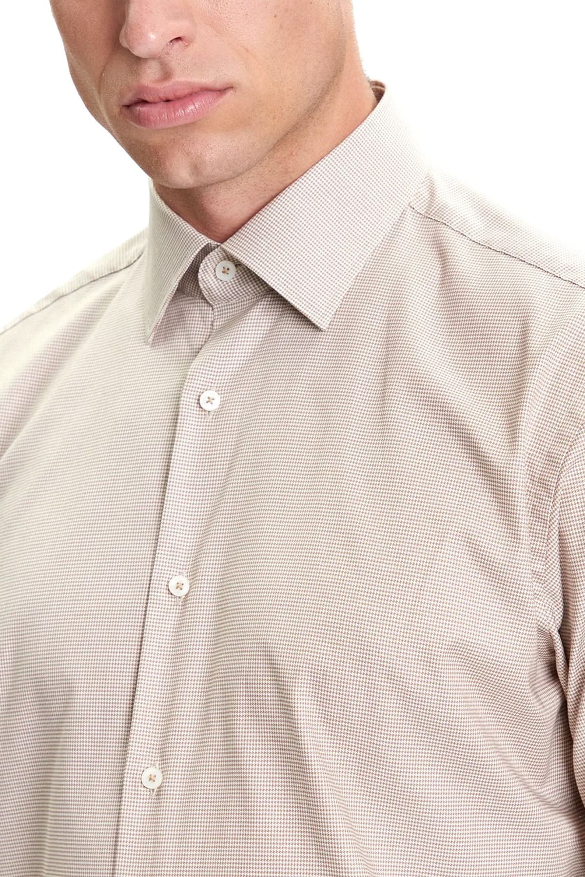 BOSS ΠΟΥΚΑΜΙΣΟ ΜΙΚΡΟΣΧΕΔΙΟ REGULAR FIT EASY IRON H-JOE-KENT-C1-214 ΜΠΕΖ