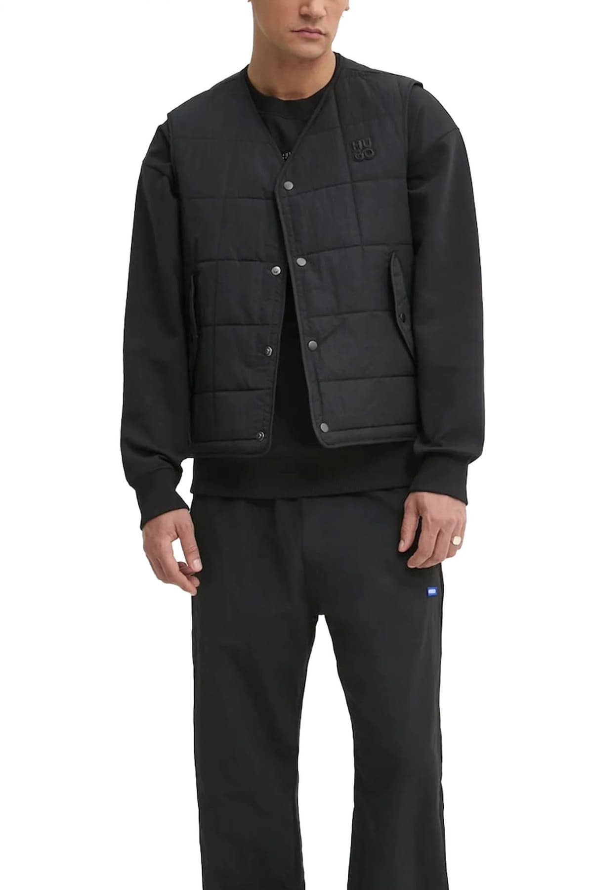 HUGO ΦΟΥΤΕΡ CREWNECK DETTIL RELAXED FIT LOGO ΜΕΤΑΛΛΙΚΟ ΜΑΥΡΟ