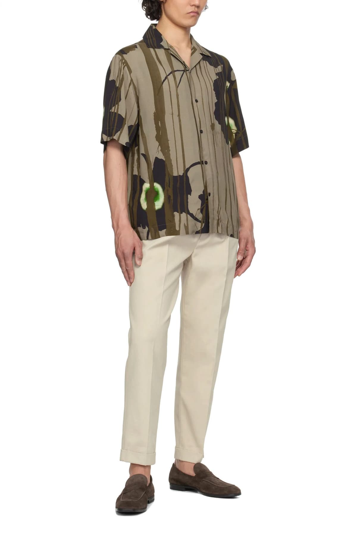 HUGO ΠΟΥΚΑΜΙΣΟ ΚΟΝΤΟΜΑΝΙΚΟ ALL OVER PRINT ΚΑΦΕ-ΧΑΚΙ-ΜΑΥΡΟ