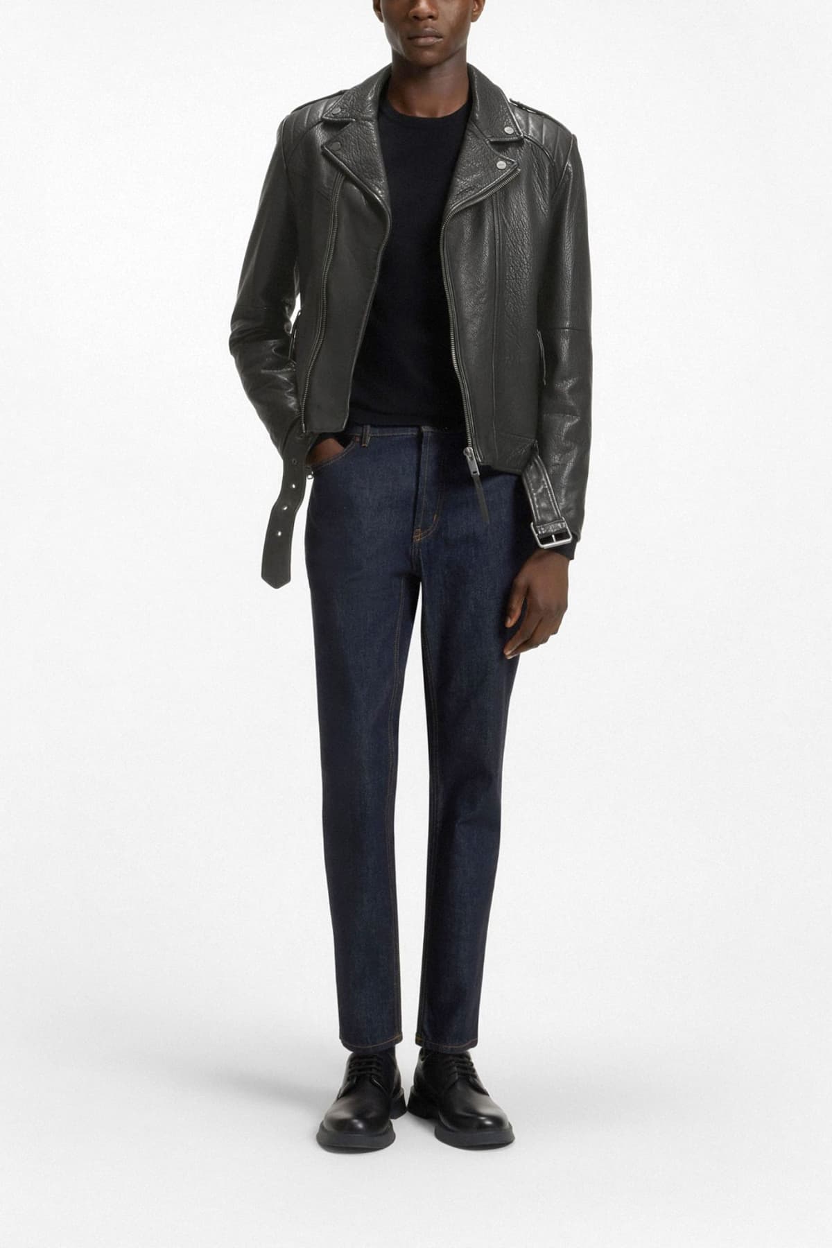 Men's Leather Jackets Hugo Black