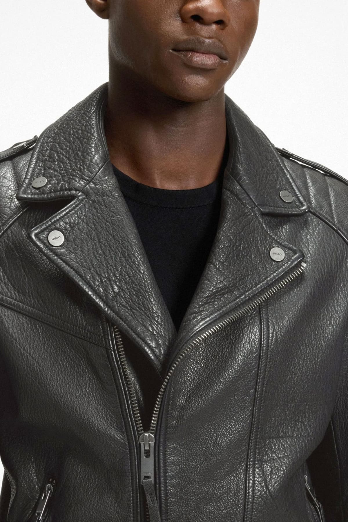 Men's Leather Jackets Hugo Black