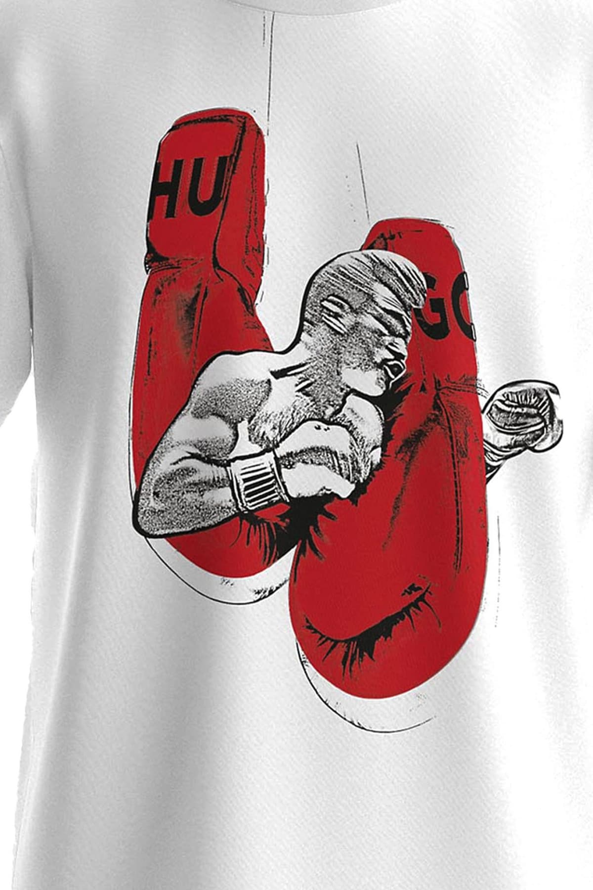 HUGO T-SHIRT DIBOXER LOGO ΛΕΥΚΟ