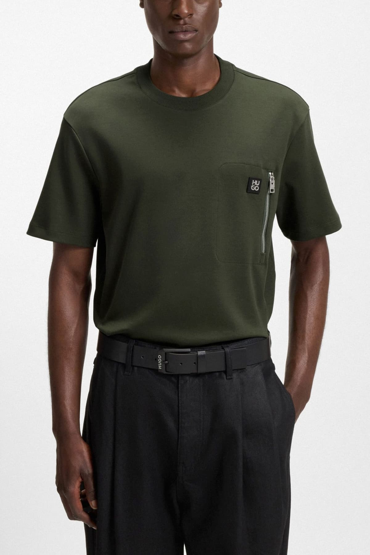 HUGO T-SHIRT DARGENTEE LOGO ΜΕΤΑΛΛΙΚΟ ΤΣΕΠΗ ΧΑΚΙ