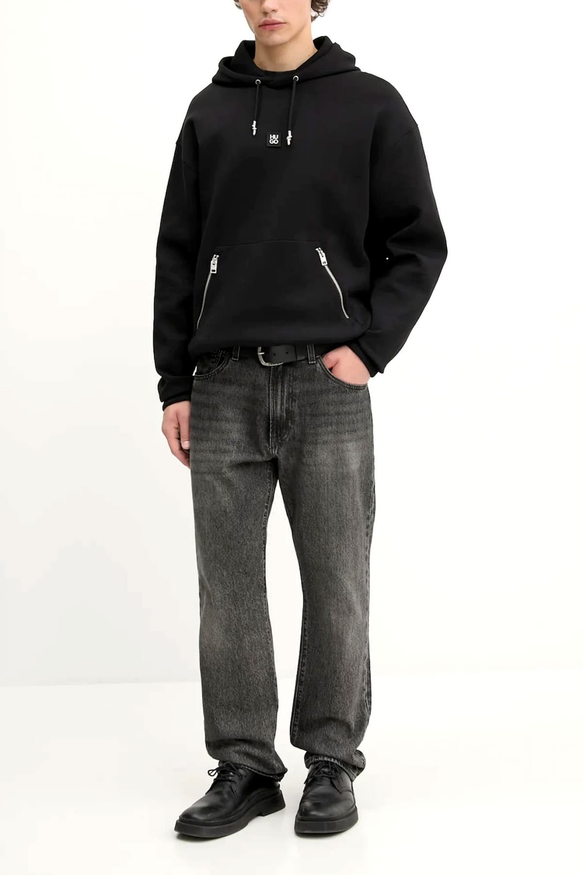 HUGO ΦΟΥΤΕΡ HOODIE DARGENHOOD LOGO ΜΕΤΑΛΛΙΚΟ ΜΑΥΡΟ