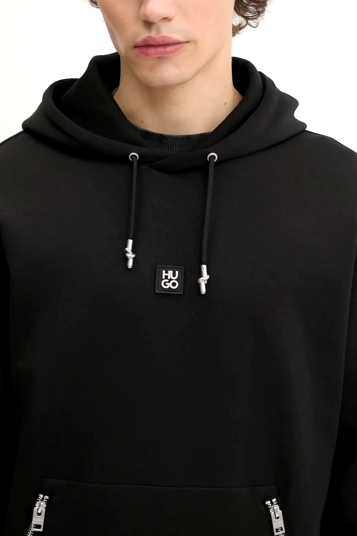 HUGO ΦΟΥΤΕΡ HOODIE DARGENHOOD LOGO ΜΕΤΑΛΛΙΚΟ ΜΑΥΡΟ