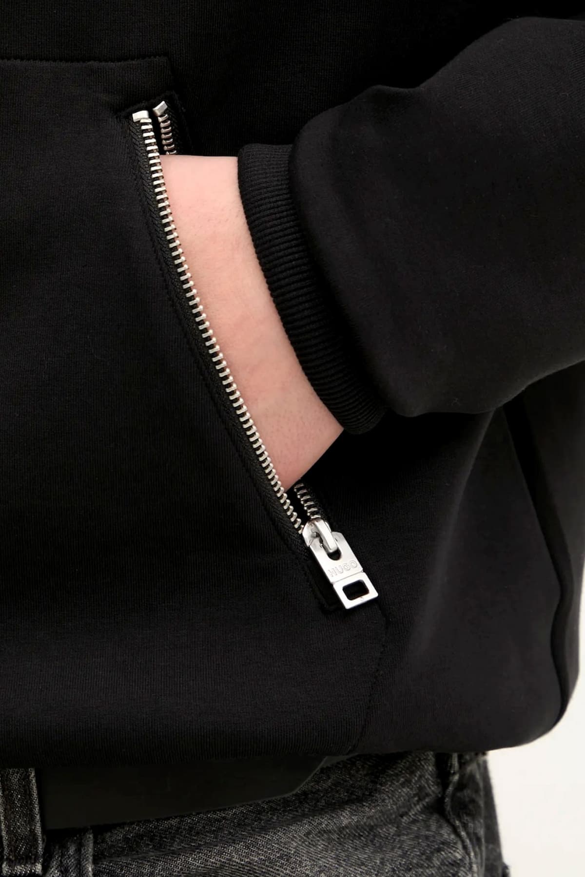 HUGO ΦΟΥΤΕΡ HOODIE DARGENHOOD LOGO ΜΕΤΑΛΛΙΚΟ ΜΑΥΡΟ