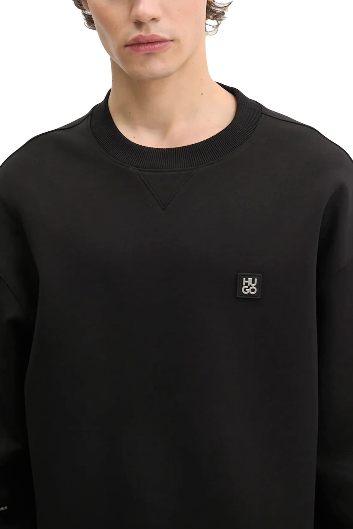 HUGO ΦΟΥΤΕΡ CREWNECK DARGENCREW LOGO ΜΕΤΑΛΛΙΚΟ ΦΕΡΜΟΥΑΡ ΚΑΤΩ ΜΑΥΡΟ