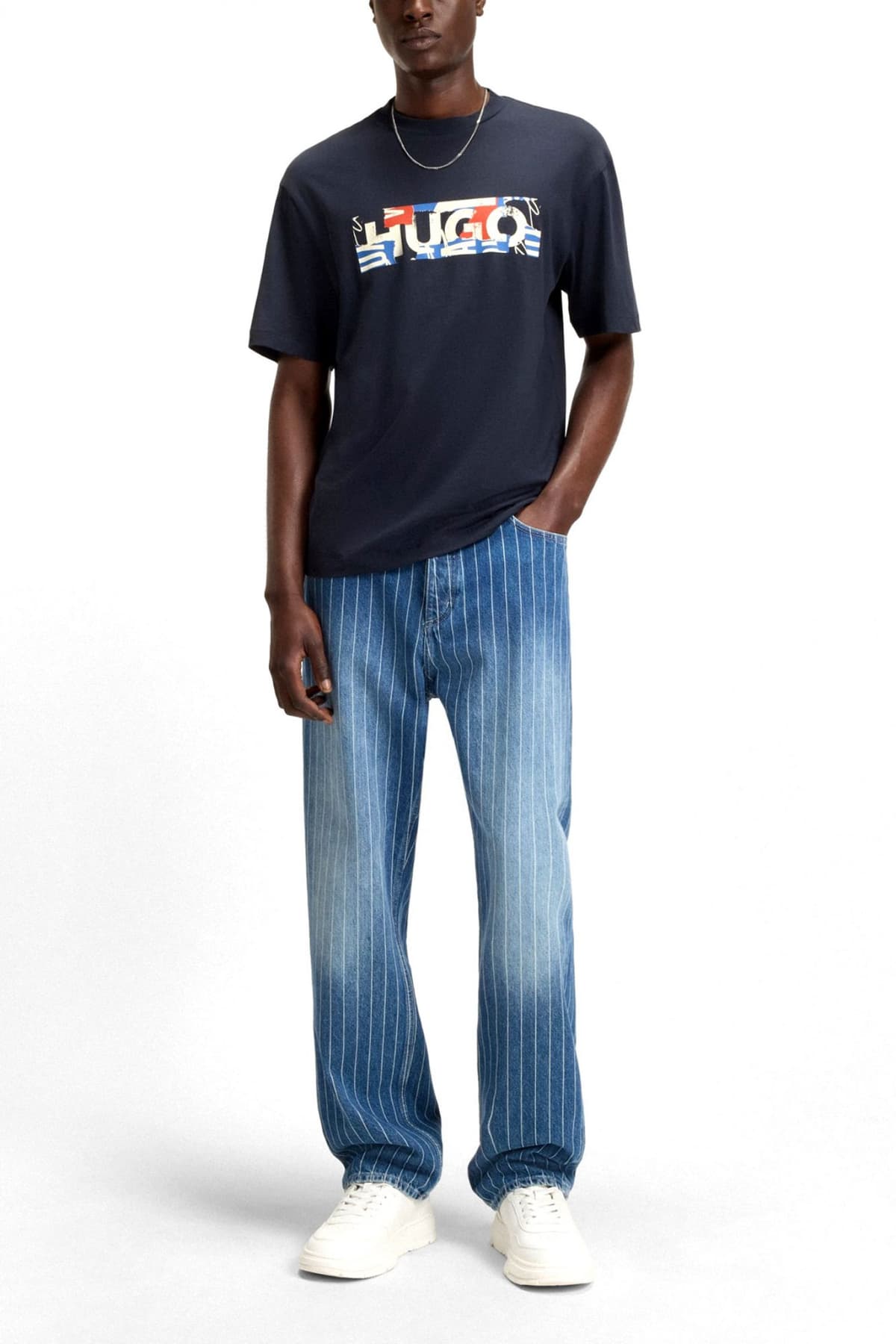 HUGO BLUE Τ-SHIRT NUGIX ΜΠΛΕ
