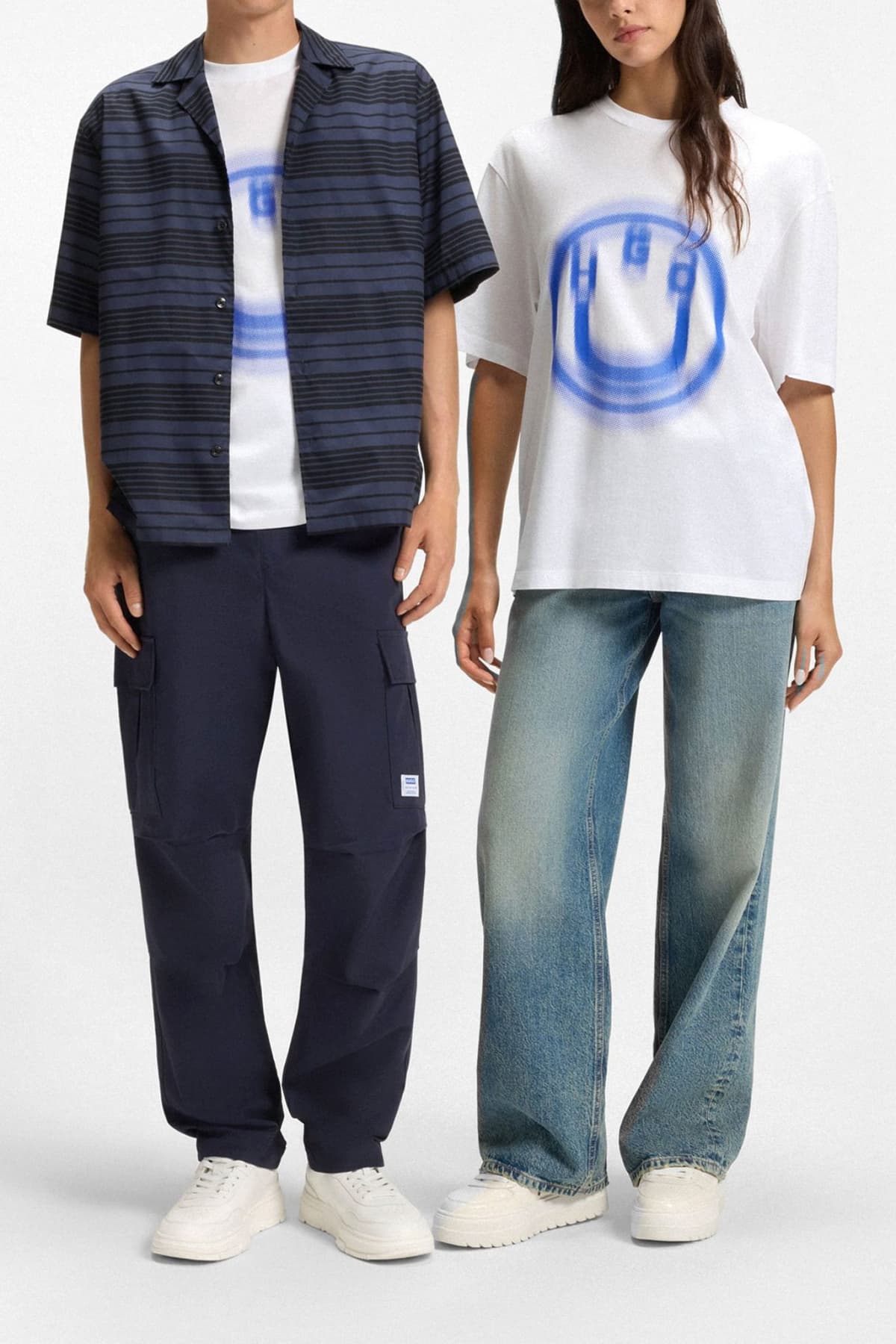 HUGO BLUE Τ-SHIRT NALAX ΛΕΥΚΟ