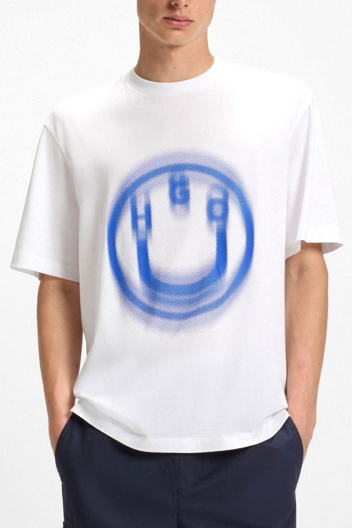 HUGO BLUE Τ-SHIRT NALAX ΛΕΥΚΟ