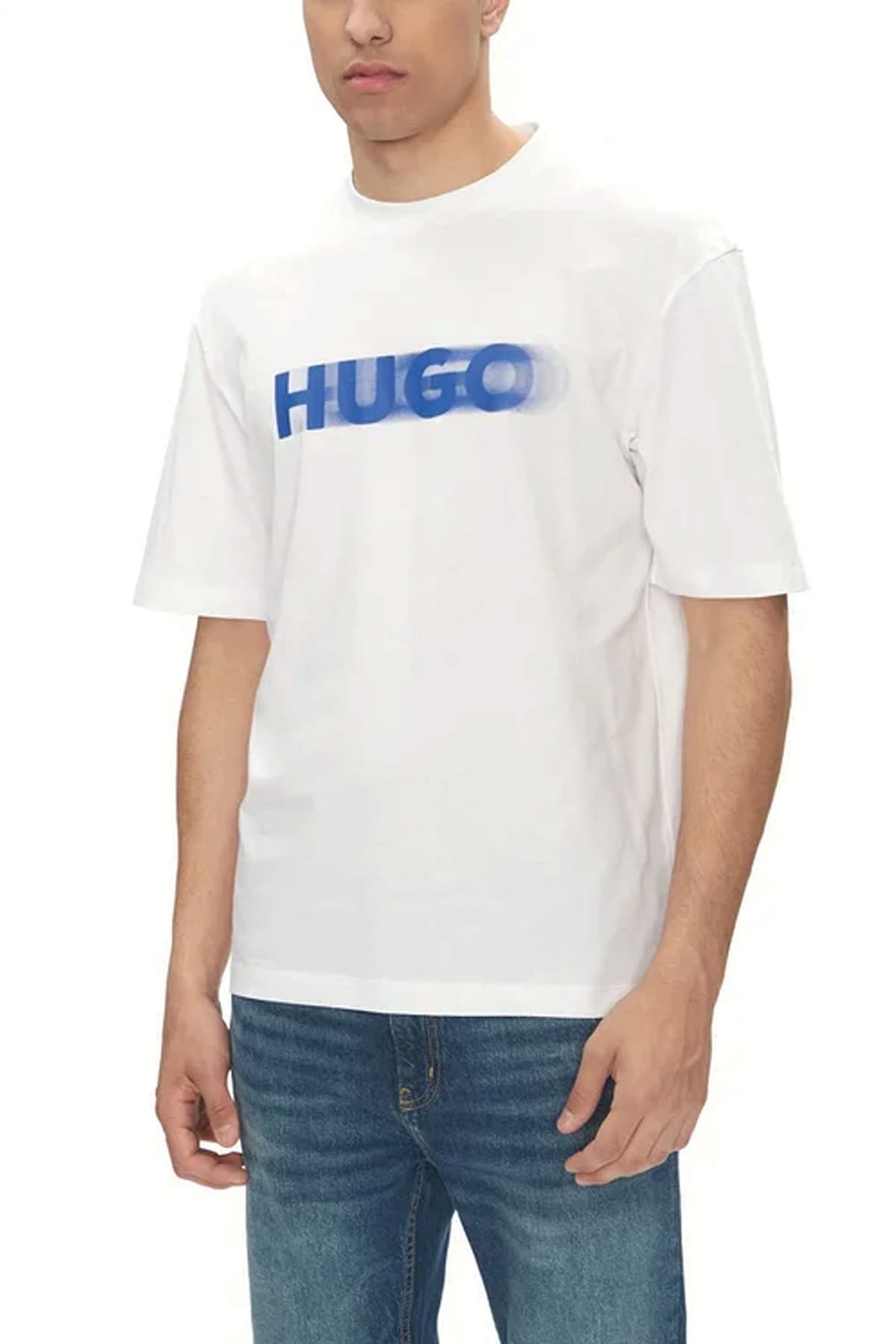 HUGO BLUE Τ-SHIRT NALAX ΛΕΥΚΟ