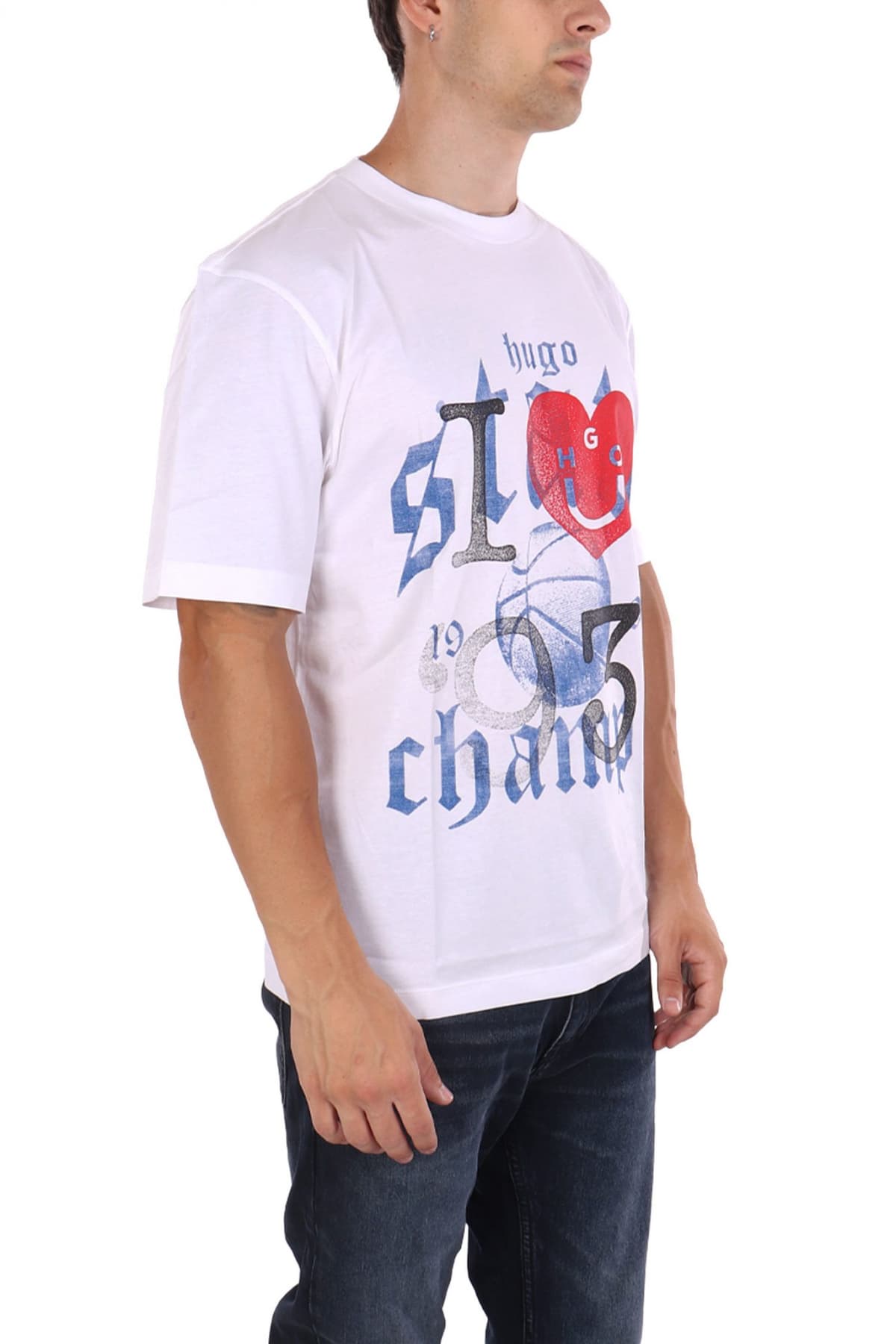 HUGO BLUE Τ-SHIRT NOTIX ΛΕΥΚΟ