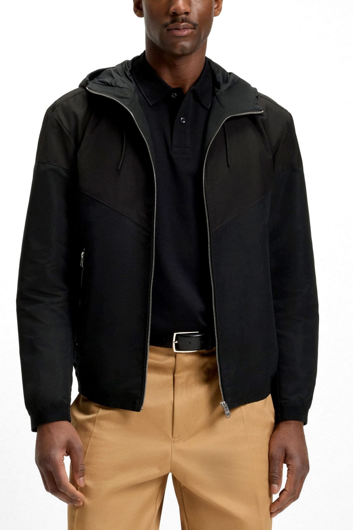 BOSS ΜΠΟΥΦΑΝ JACKET HOODIE H-CIRENO4 ΜΑΥΡΟ