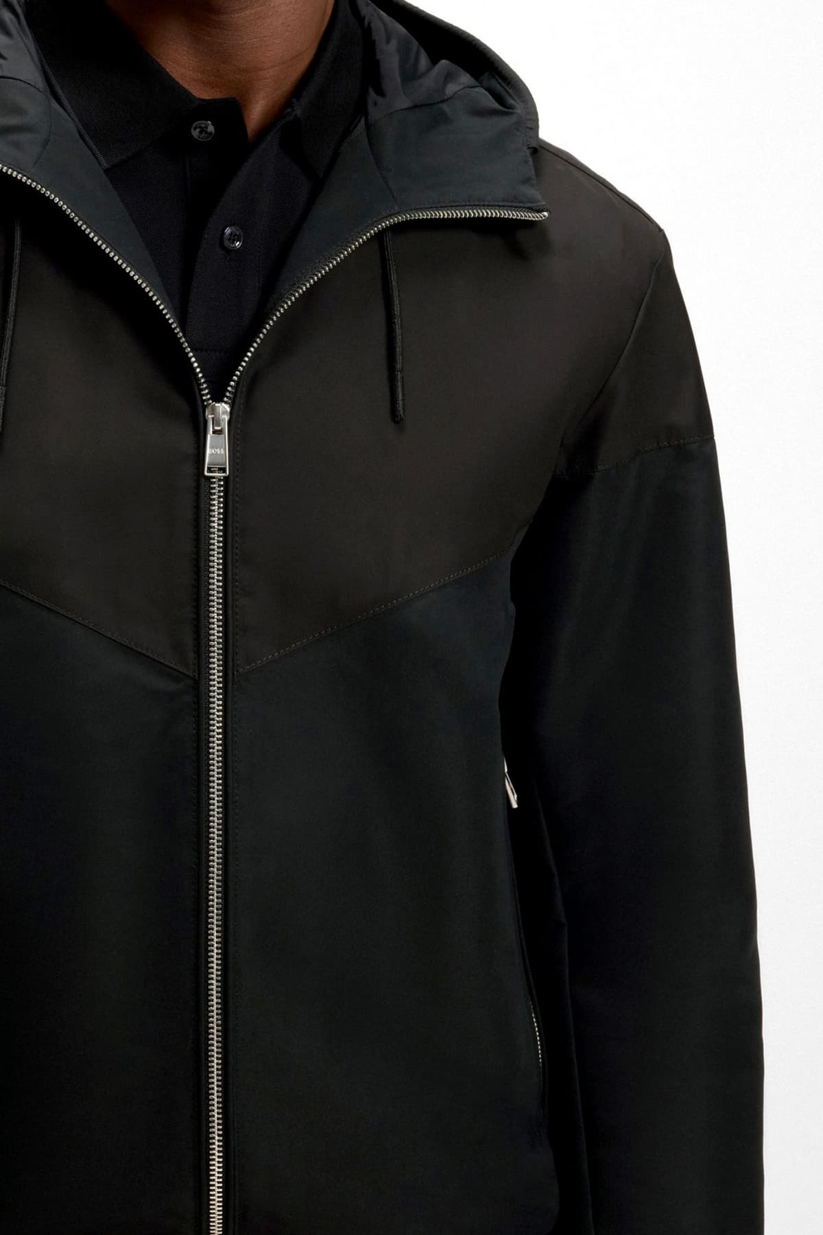 BOSS ΜΠΟΥΦΑΝ JACKET HOODIE H-CIRENO4 ΜΑΥΡΟ