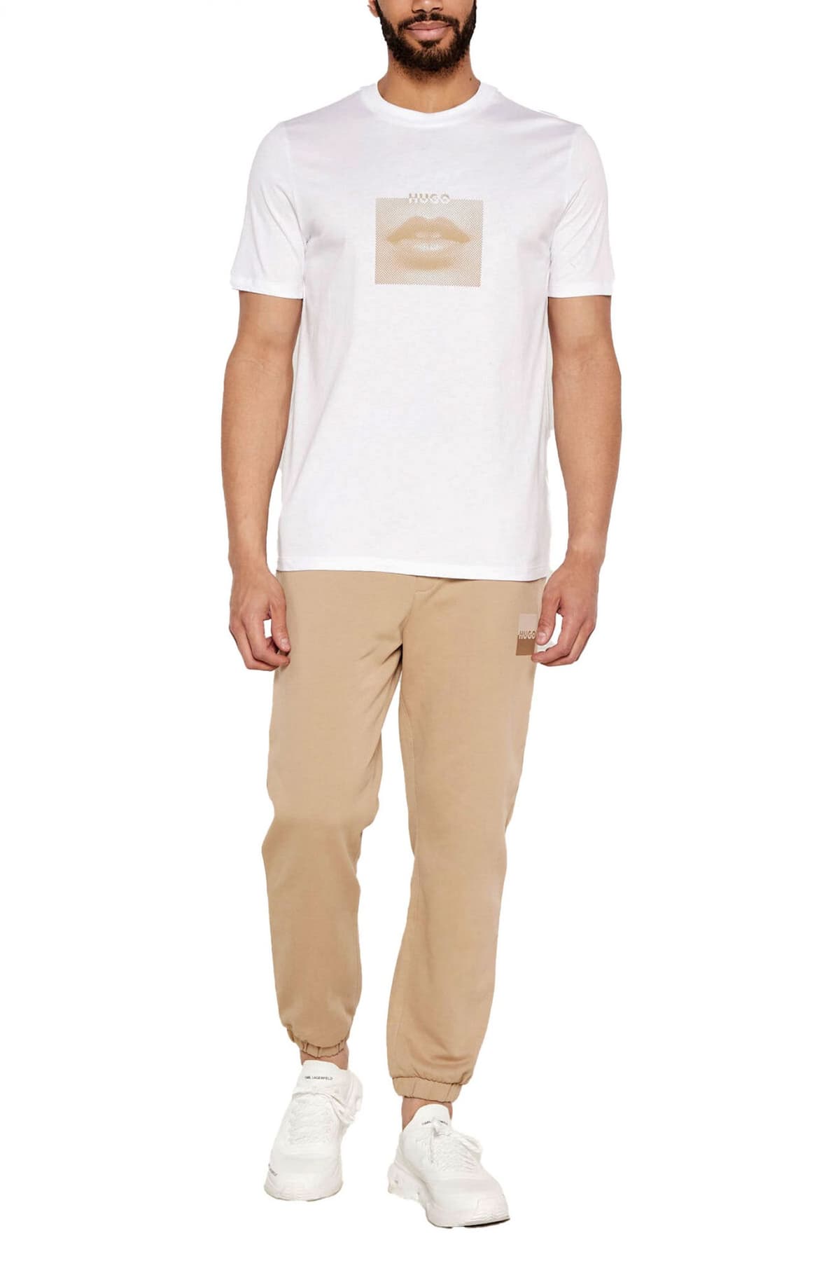 HUGO T-SHIRT DETERNI LOGO ΛΕΥΚΟ-ΜΠΕΖ