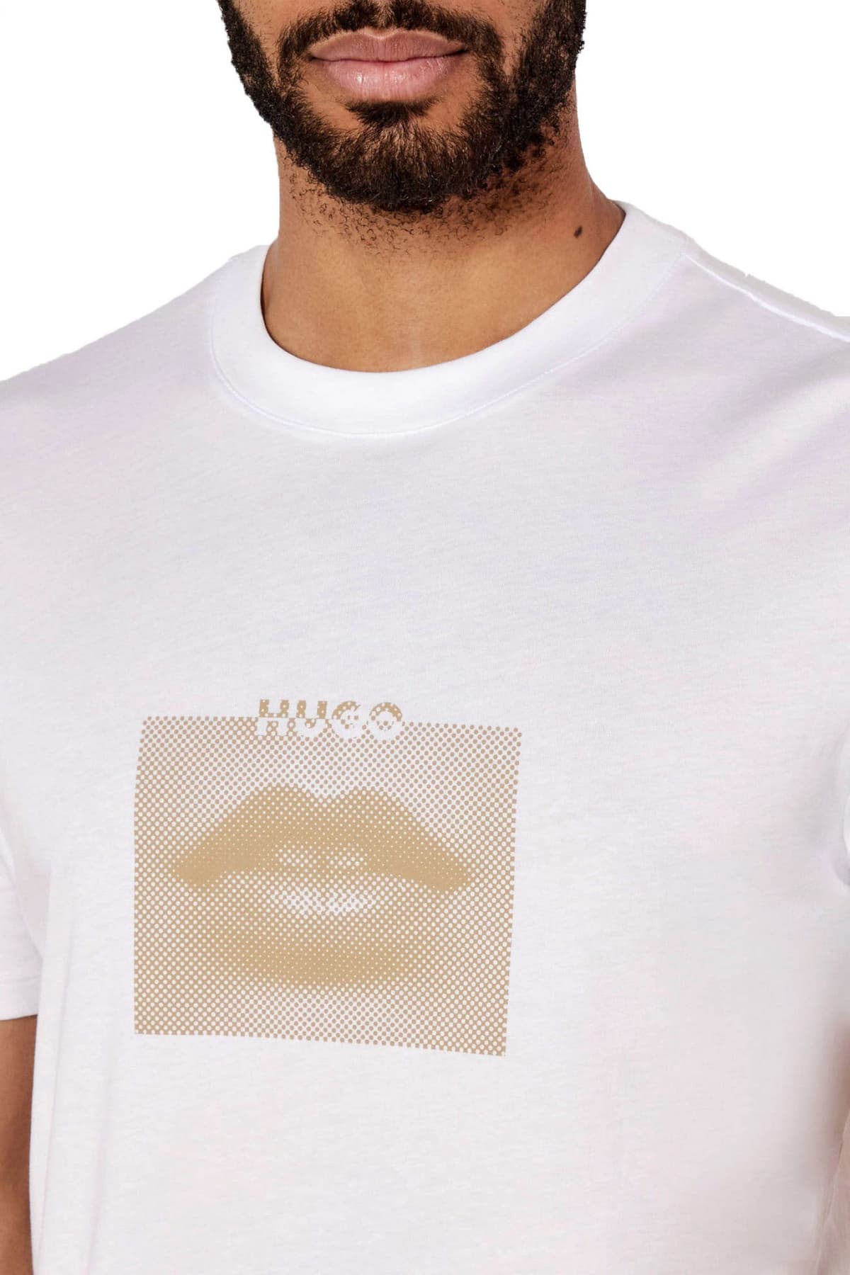 HUGO T-SHIRT DETERNI LOGO ΛΕΥΚΟ-ΜΠΕΖ