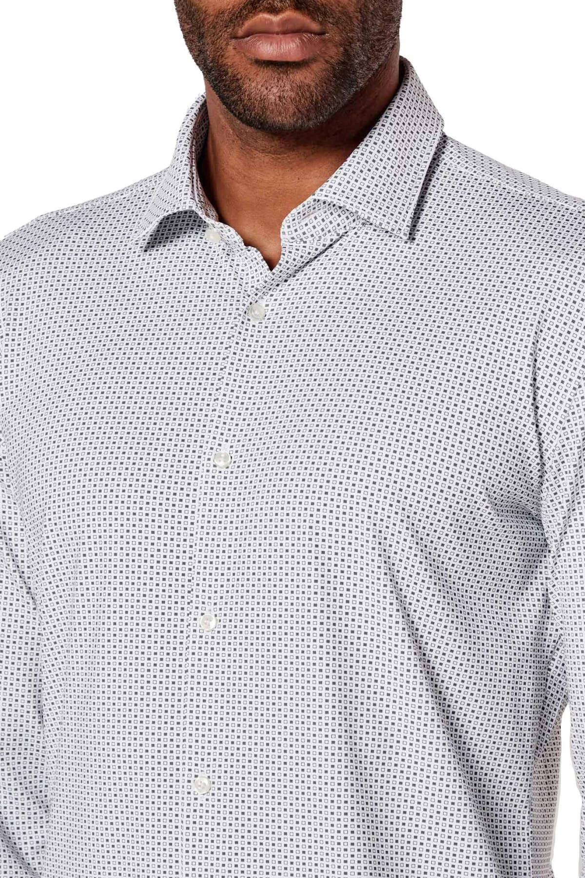 HUGO ΠΟΥΚΑΜΙΣΟ ΜΙΚΡΟΣΧΕΔΙΟ PERFORMANCE SLIM FIT KENNO ΛΕΥΚΟ