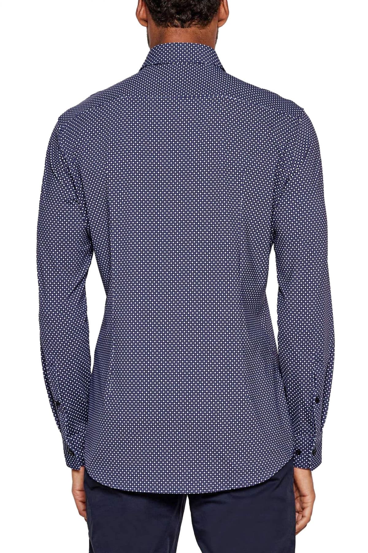 HUGO ΠΟΥΚΑΜΙΣΟ ΜΙΚΡΟΣΧΕΔΙΟ PERFORMANCE SLIM FIT KENNO ΜΠΛΕ