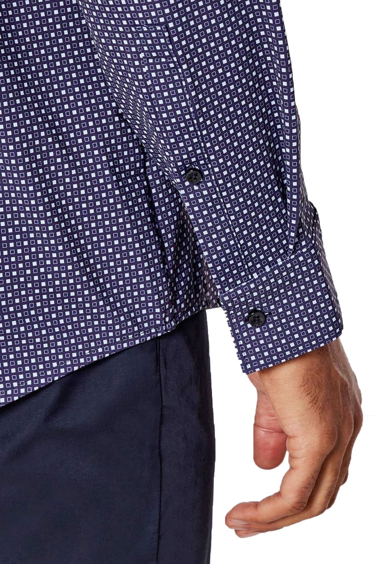 HUGO ΠΟΥΚΑΜΙΣΟ ΜΙΚΡΟΣΧΕΔΙΟ PERFORMANCE SLIM FIT KENNO ΜΠΛΕ