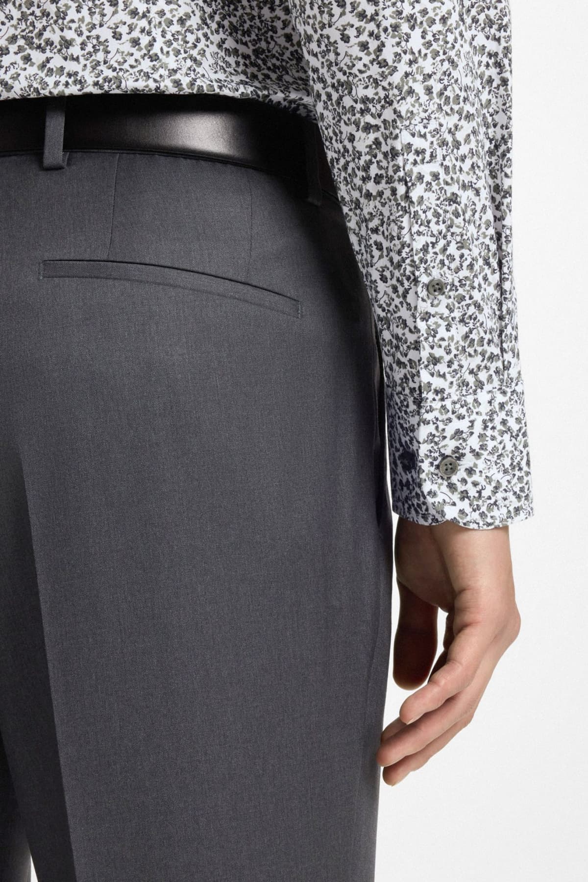 BOSS ΠΟΥΚΑΜΙΣΟ FLORAL SLIM FIT STRETCH H-HANK-KENT-C1-214 ΛΕΥΚΟ-ΠΡΑΣΙΝΟ