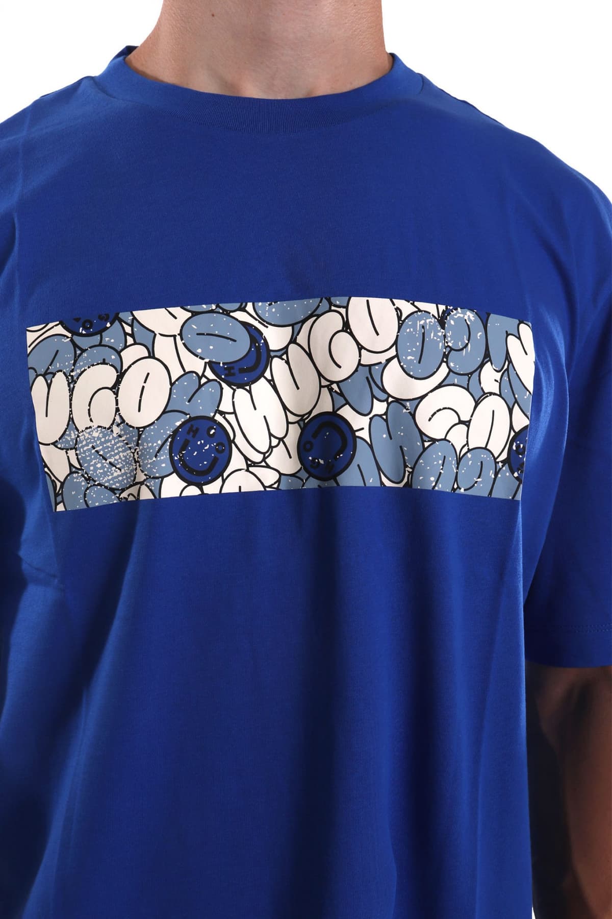 HUGO BLUE Τ-SHIRT NURIX ΡΟΥΑ ΜΠΛΕ