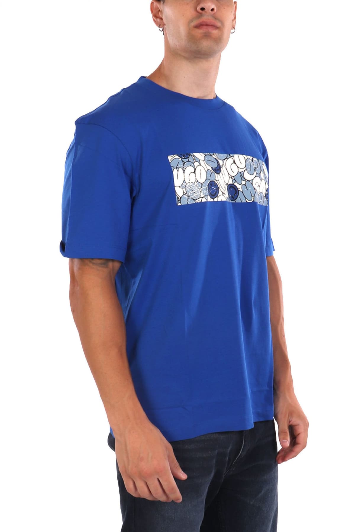 HUGO BLUE Τ-SHIRT NURIX ΡΟΥΑ ΜΠΛΕ