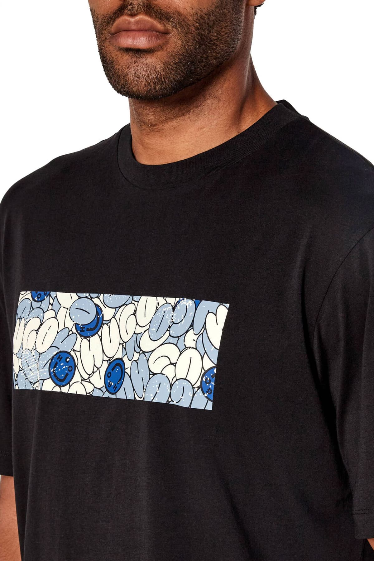 HUGO BLUE Τ-SHIRT ΜURIX ΜΑΥΡΟ